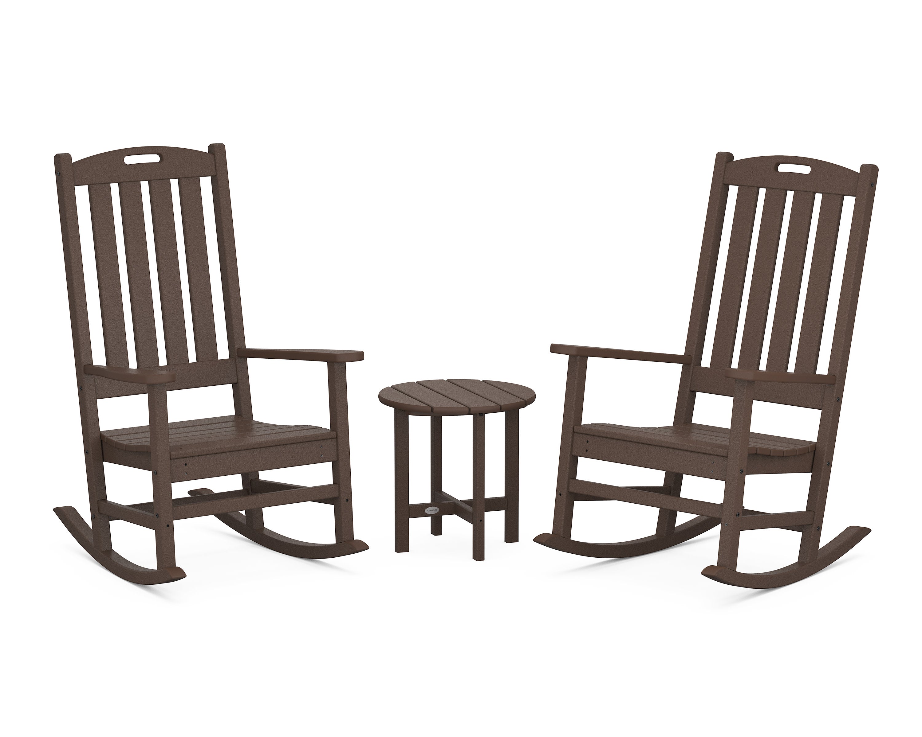 Nautical 3-Piece Porch Rocking Chair Set in Mahogany