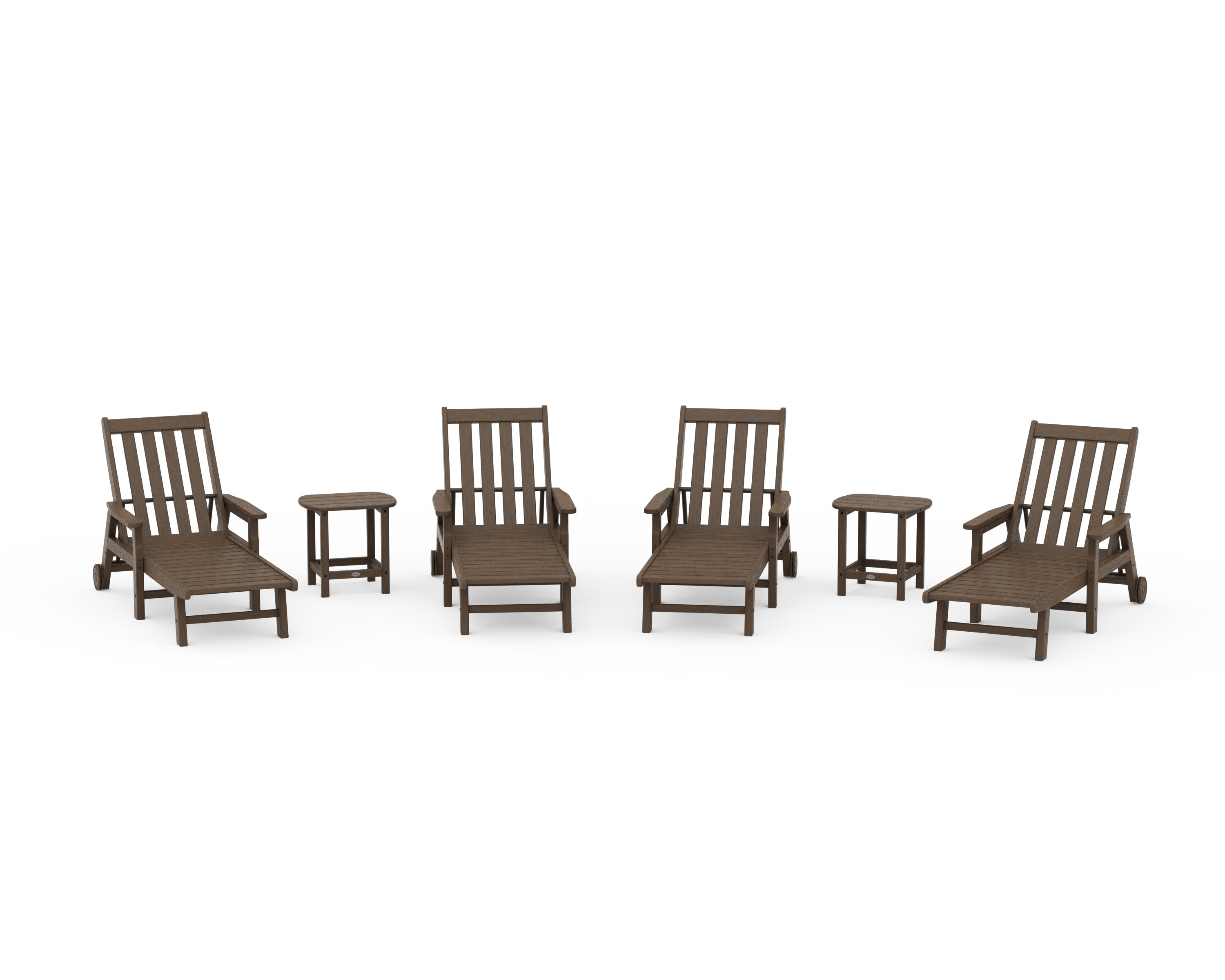 Vineyard 6-Piece Chaise with Arms and Wheels Set in Kona