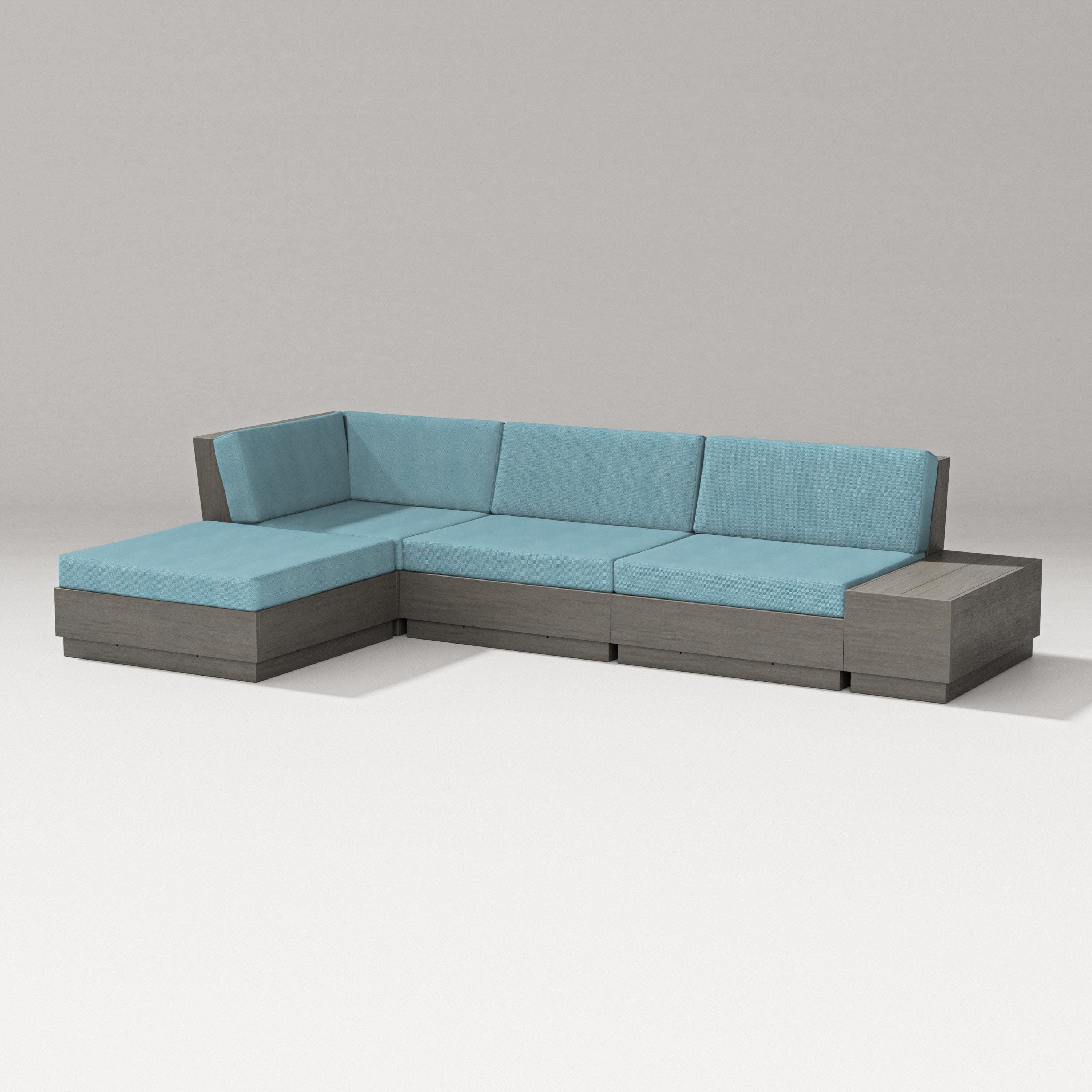 Elevate Chaise Sectional in Driftwood / Lattice Sky Blue