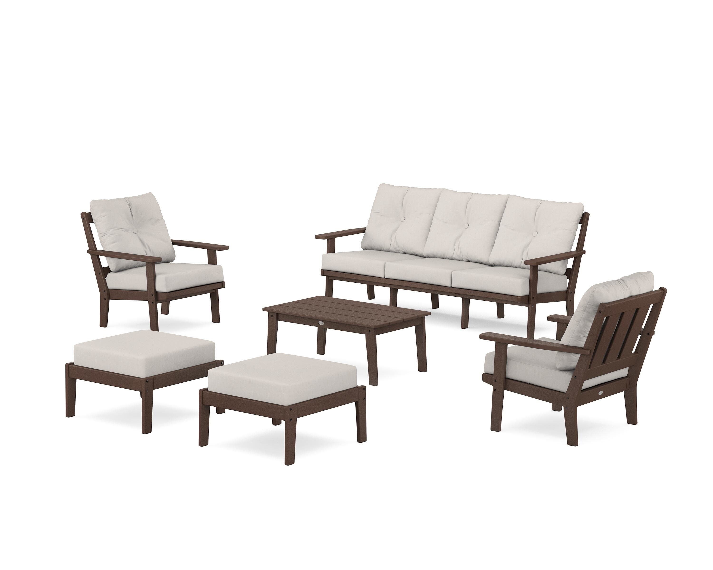 Oxford 6-Piece Lounge Sofa Set in Mahogany / Cast Ash