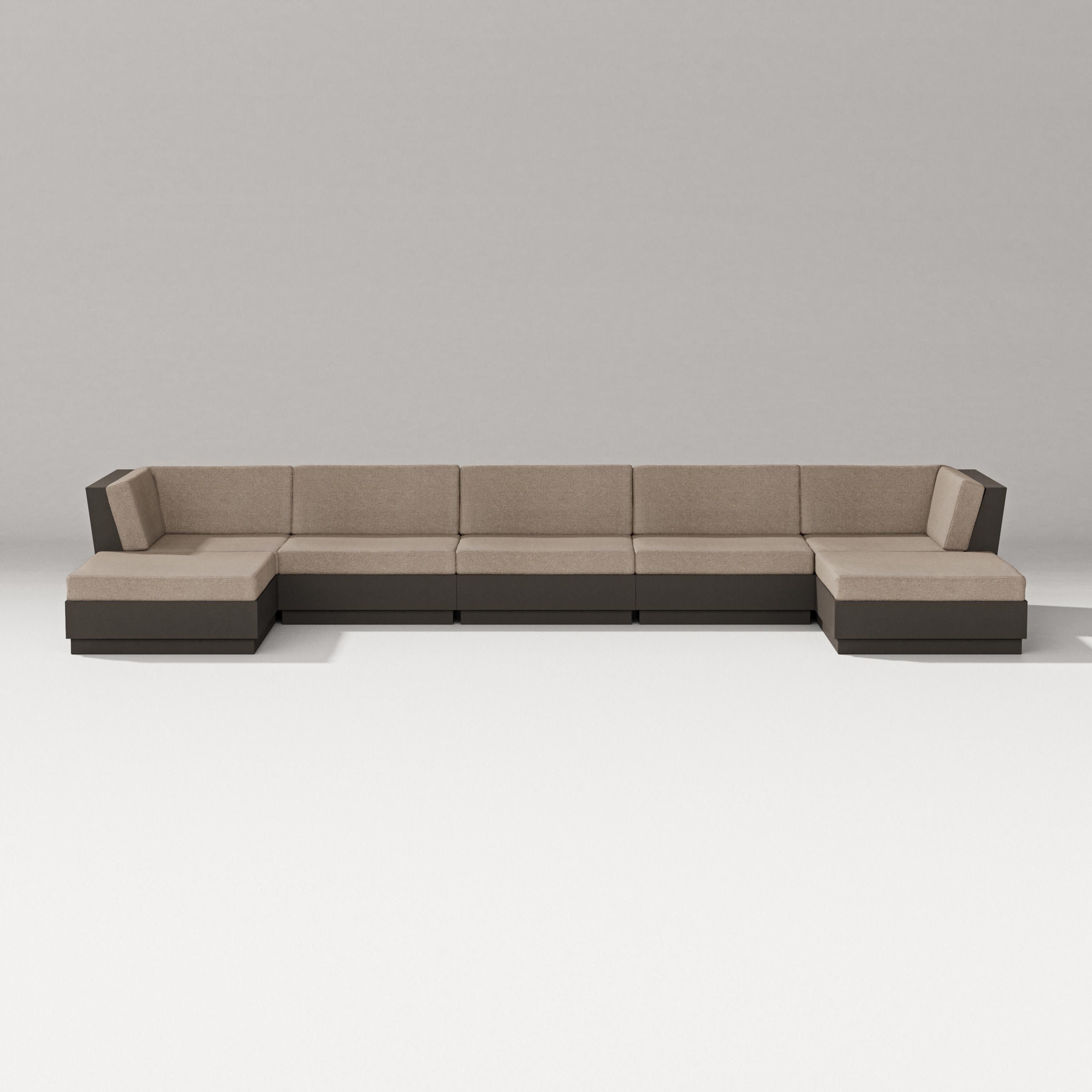 Elevate 7-Piece Double Chaise Sectional in Vintage Coffee / Spiced Burlap