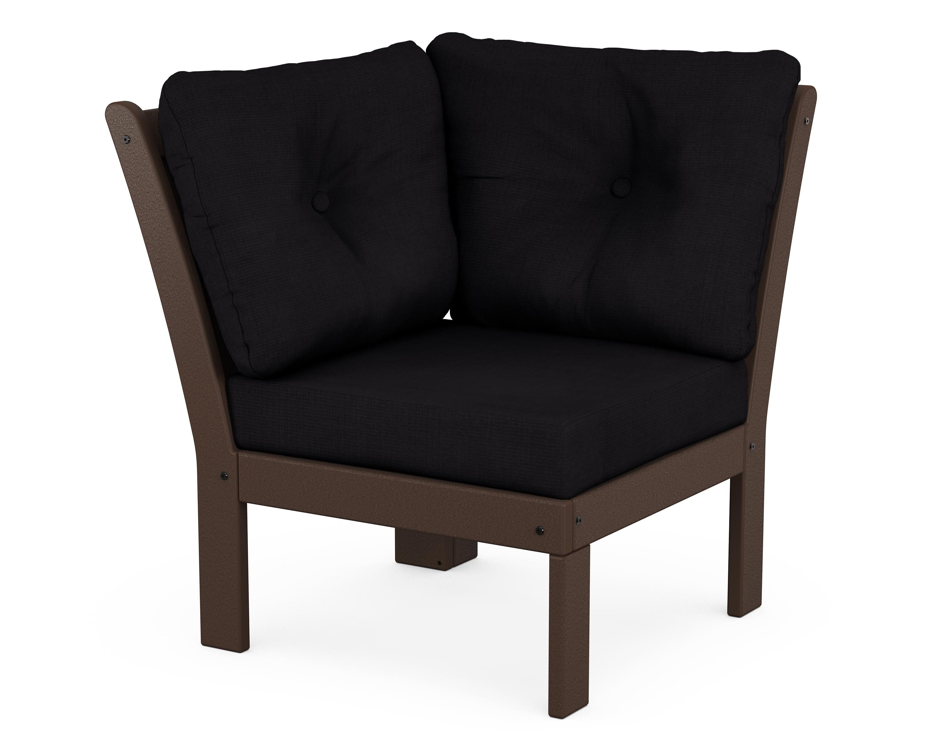Vineyard Modular Corner Chair in Mahogany / Midnight Linen