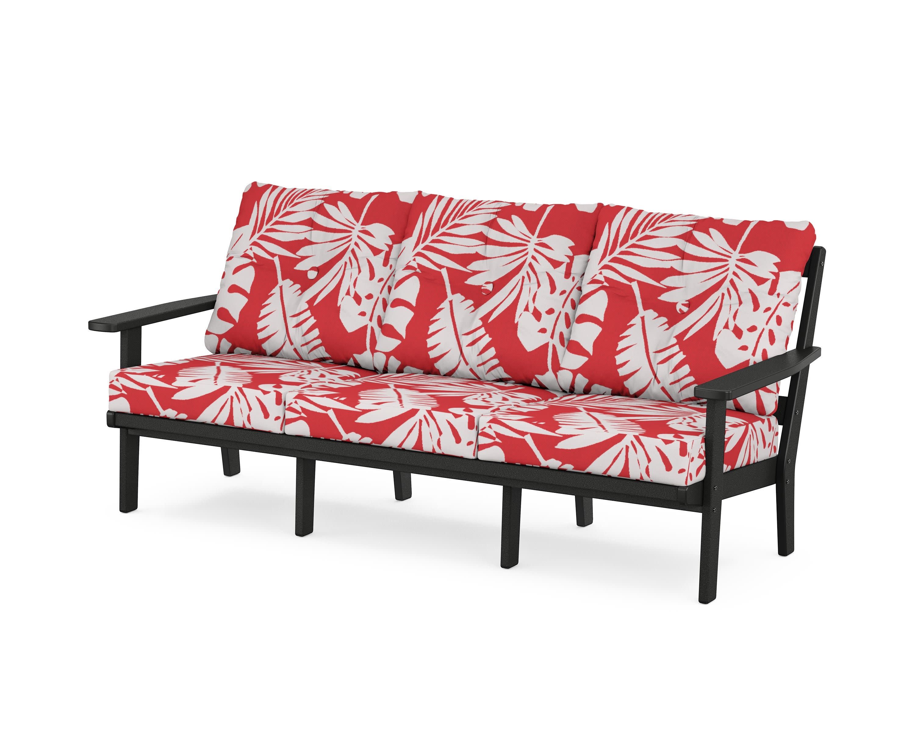 Oxford Deep Seating Sofa in Black / Leaf Crimson