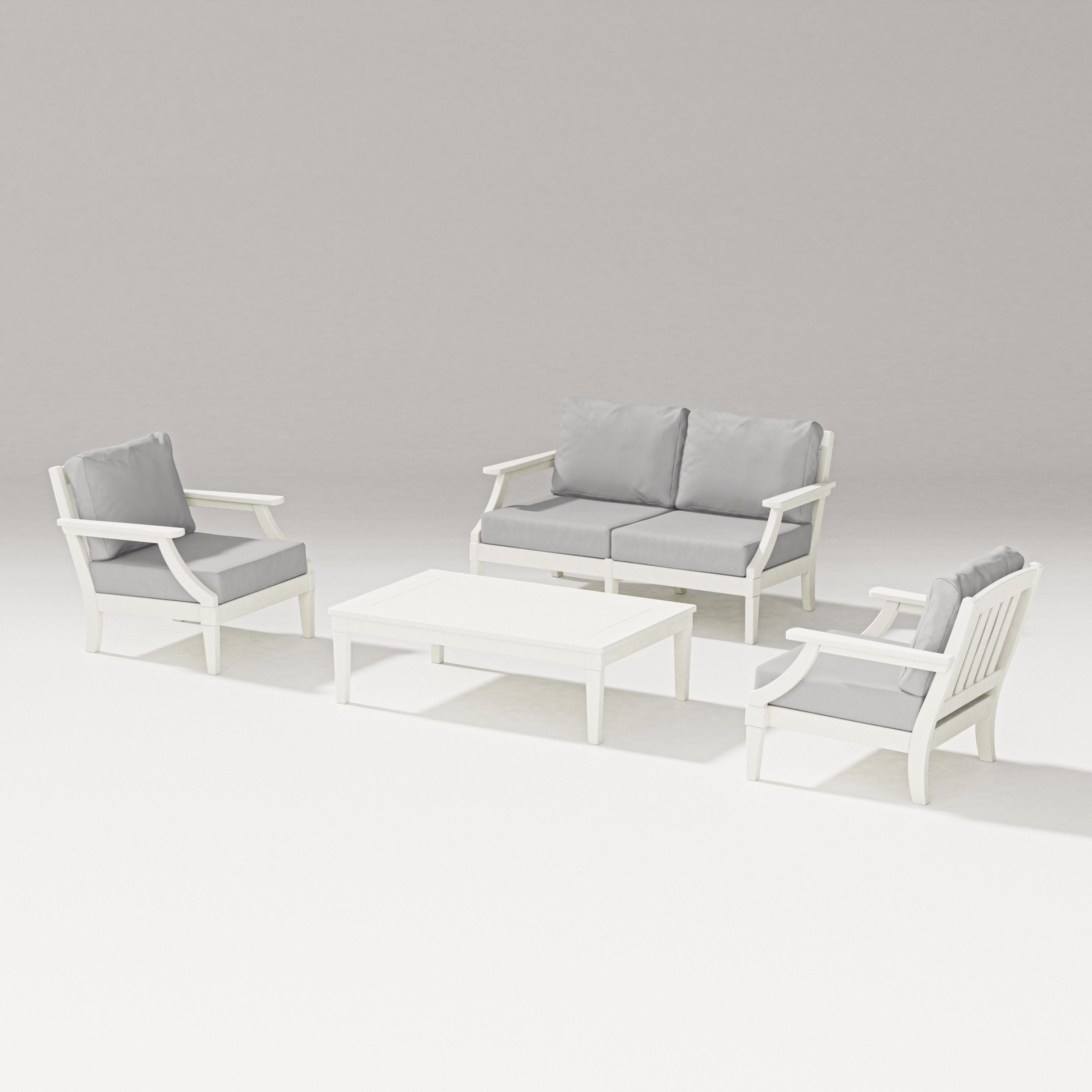 Estate Lounge 4-Piece Loveseat Set in Vintage White / Diamond in the Rough