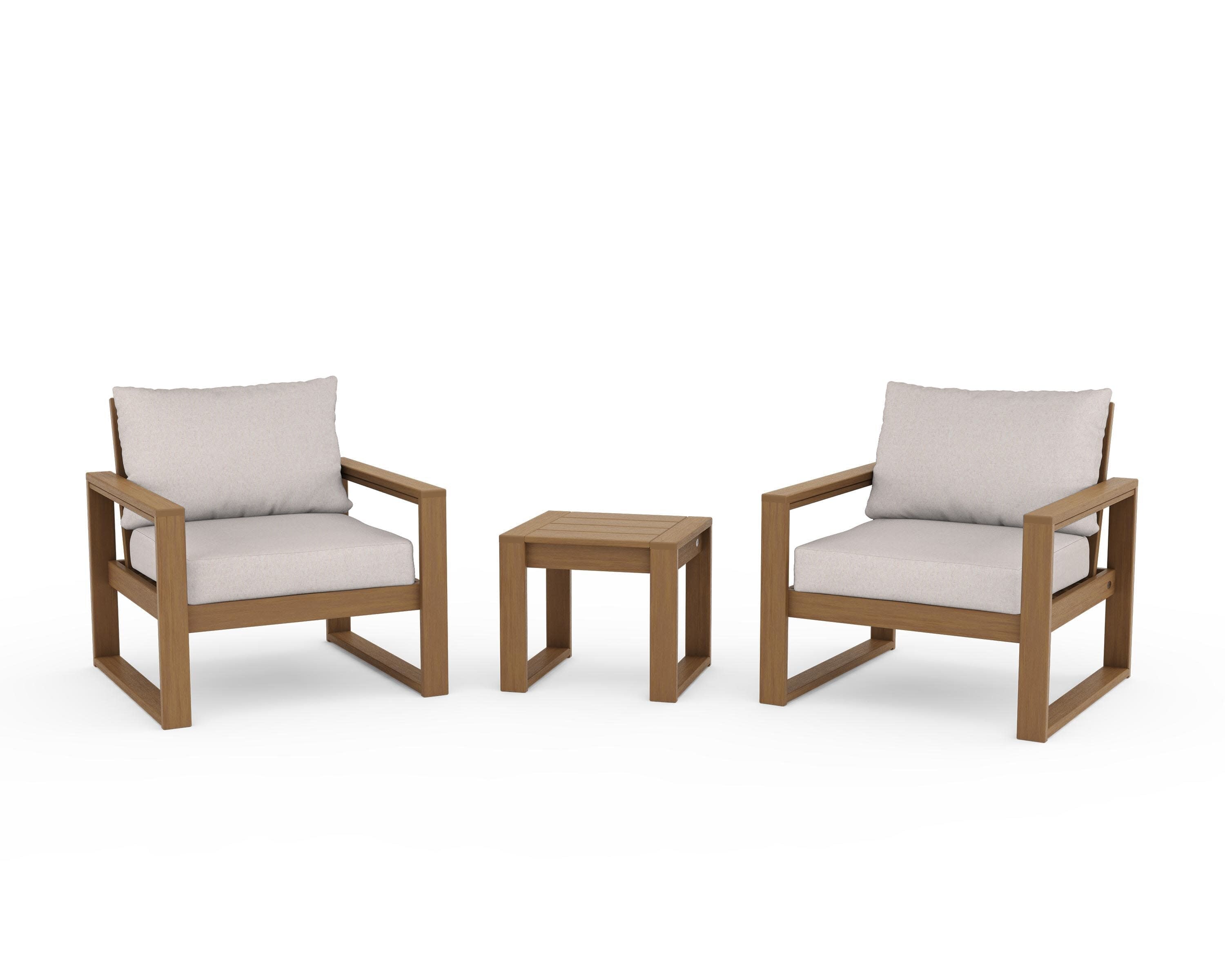 EDGE Sectional 3-Piece Deep Seating Set in Natural / Dune Burlap