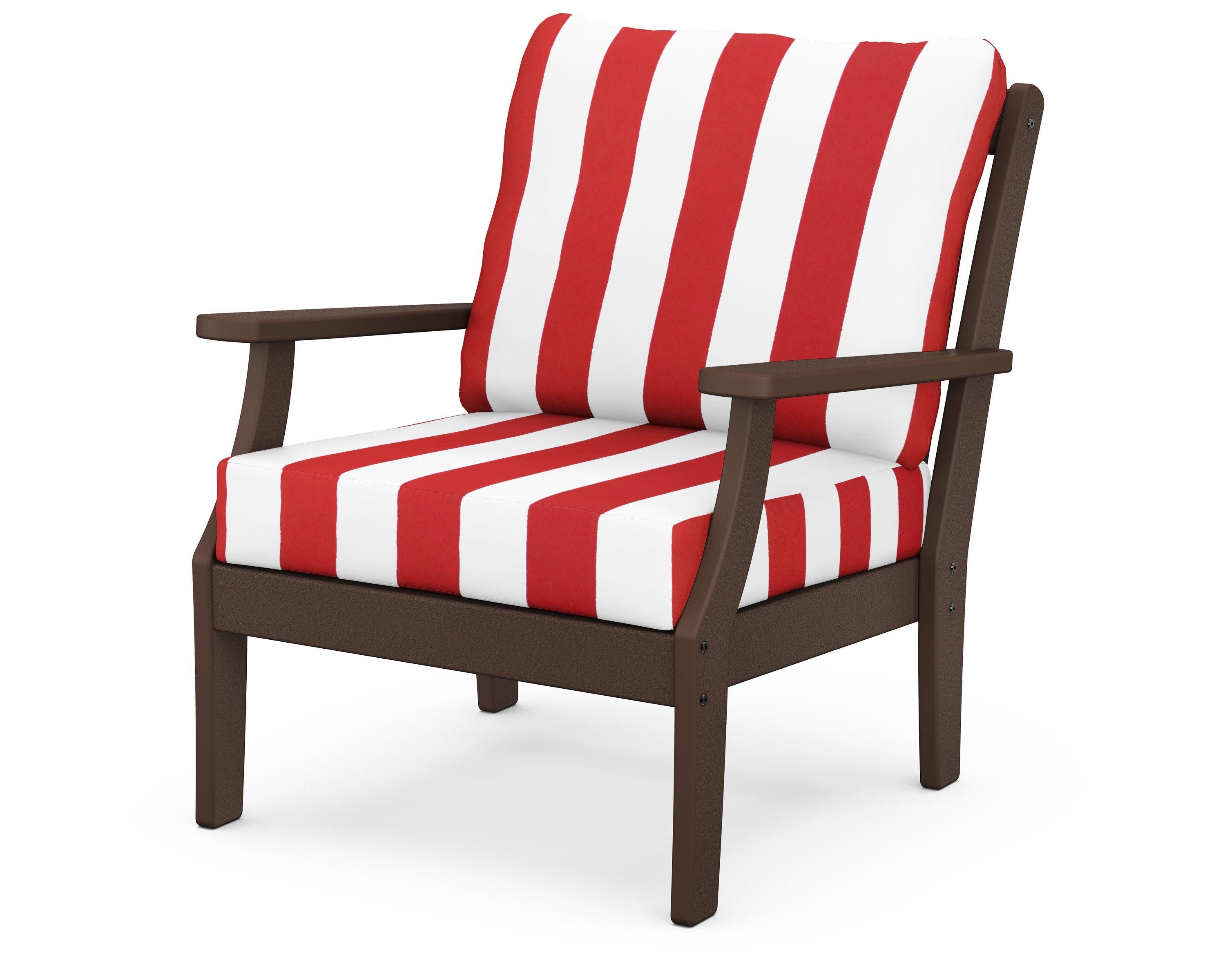 Braxton Deep Seating Chair in Mahogany / Cabana Stripe Crimson