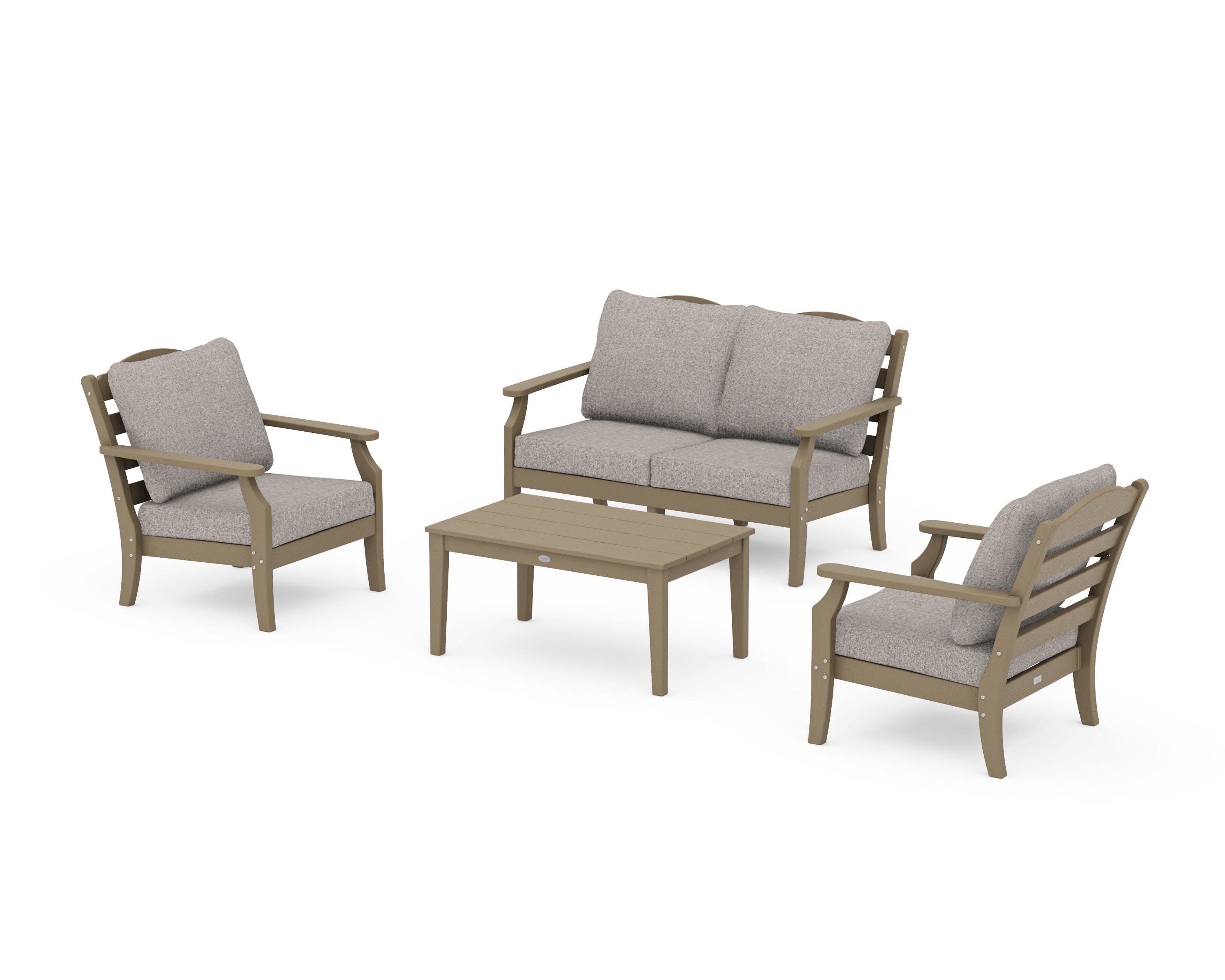 Savannah 4-Piece Deep Seating Set with Loveseat in Vintage Sahara / Weathered Tweed