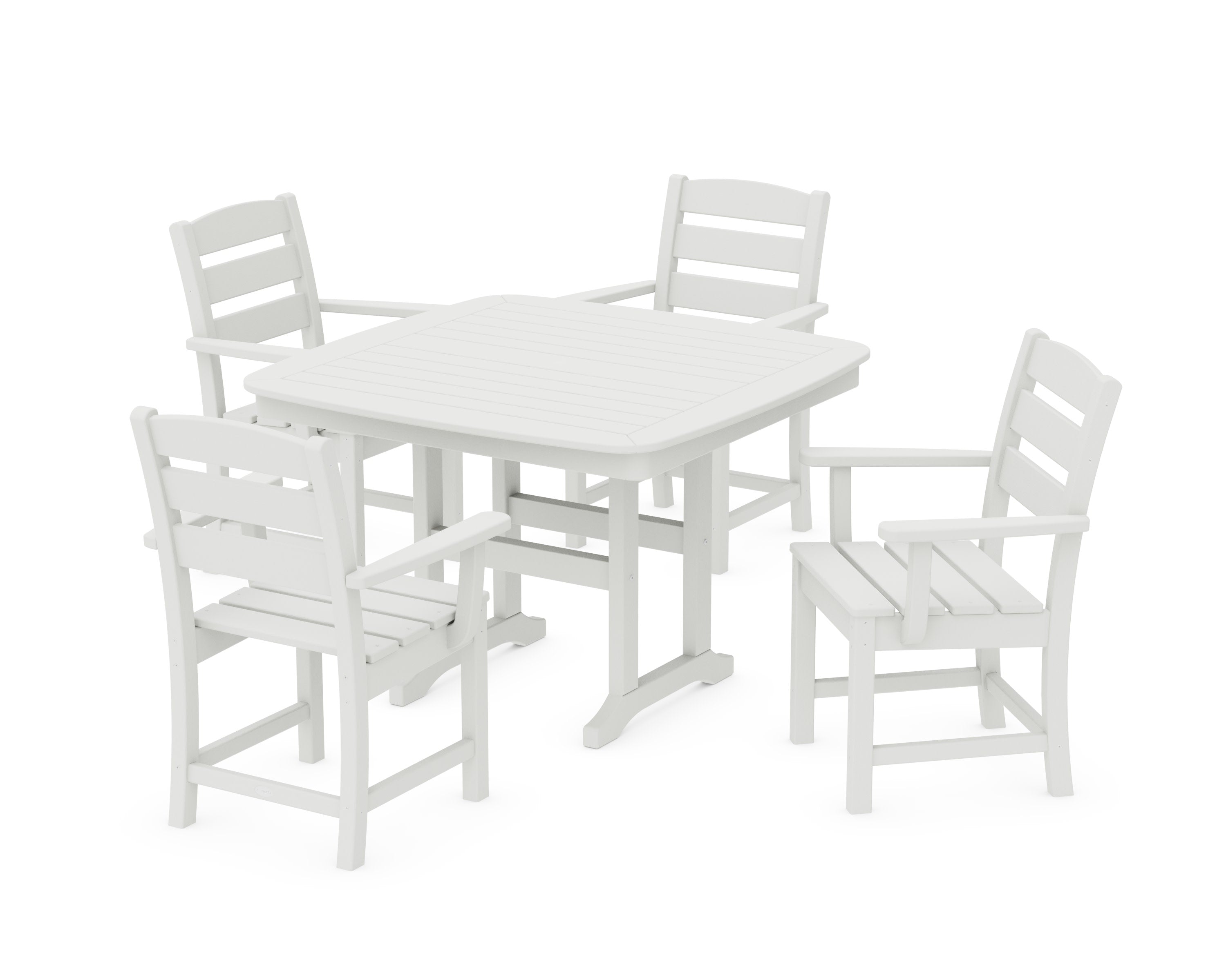 Lakeside 5-Piece Dining Set with Trestle Legs in Vintage White