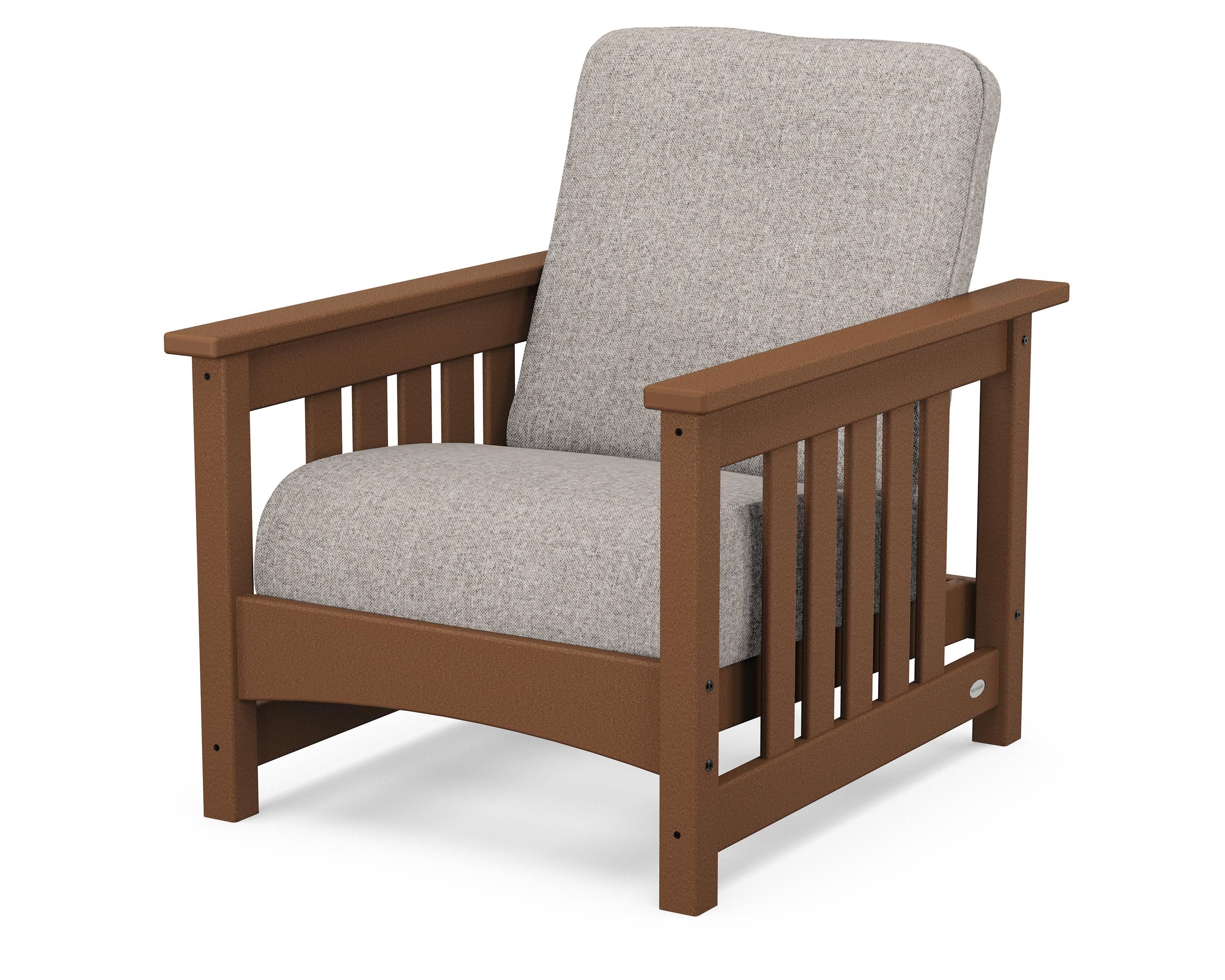 Club Mission Chair in Teak / Weathered Tweed