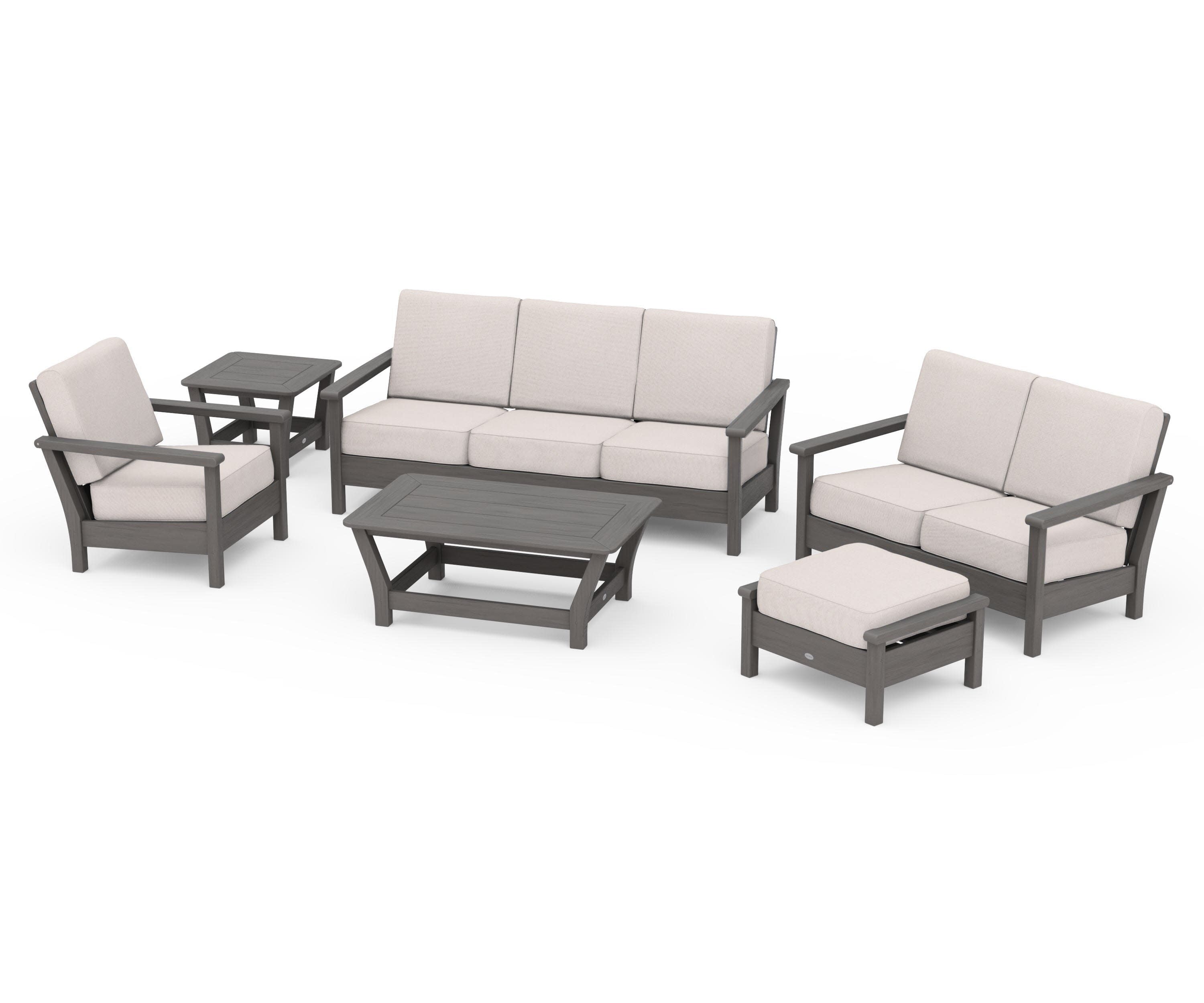 Harbour 6-Piece Outdoor Living Set in Driftwood / Dune Burlap