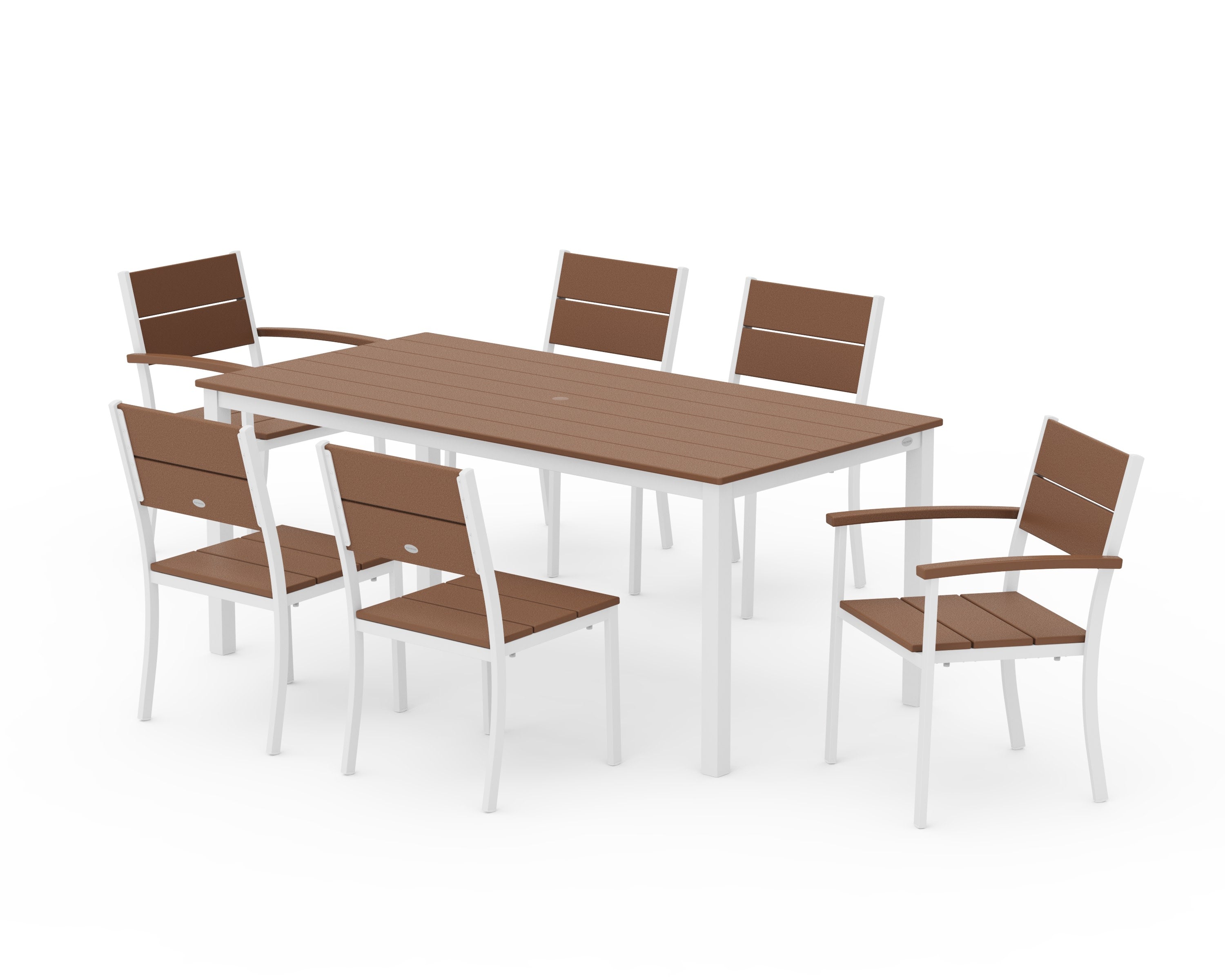 Main Street 7-Piece Dining Set in White / Teak