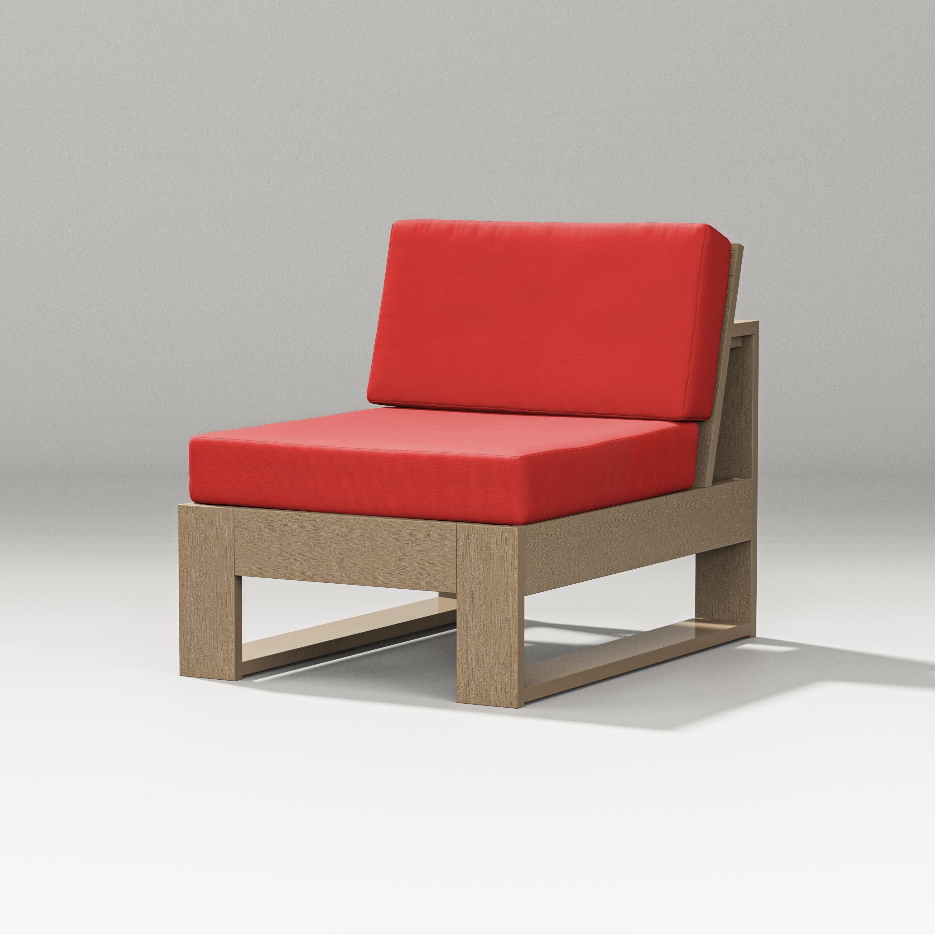 Latitude Modular Armless Chair in Vintage Sahara / Crimson Linen