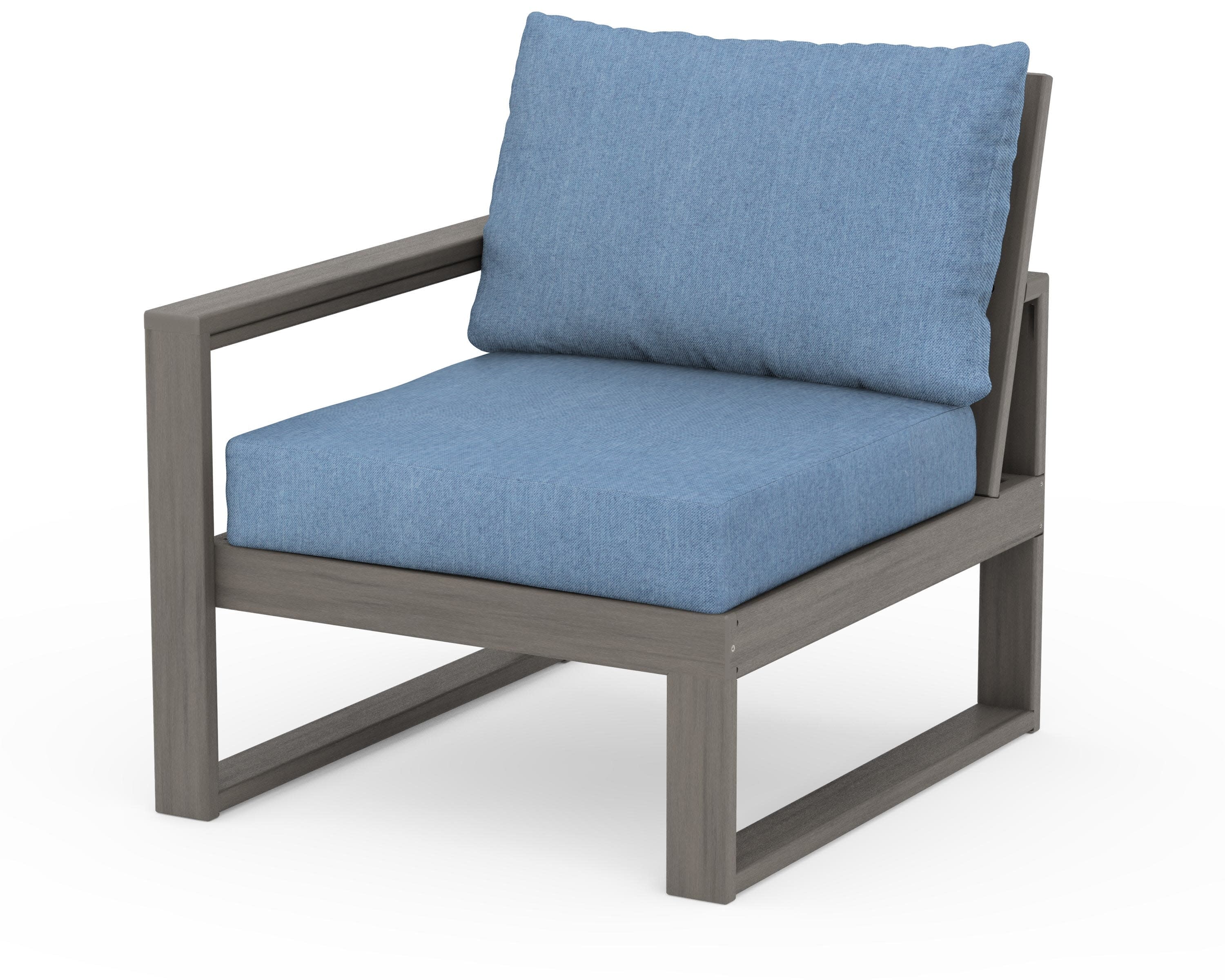 EDGE Modular Left Arm Chair in Driftwood / Sky Blue
