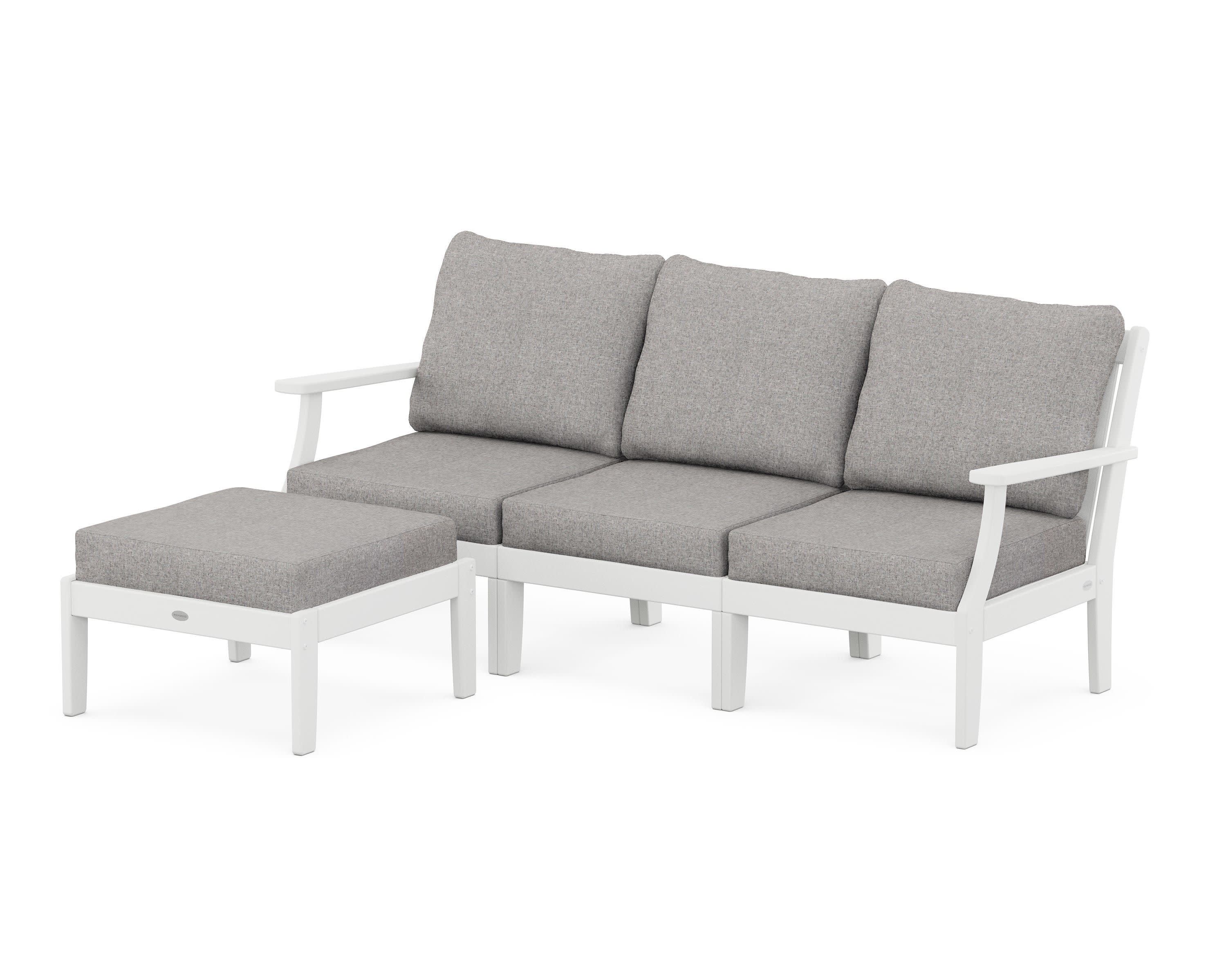 Braxton Modular 4-Piece Deep Seating Set with Ottoman in White / Grey Mist