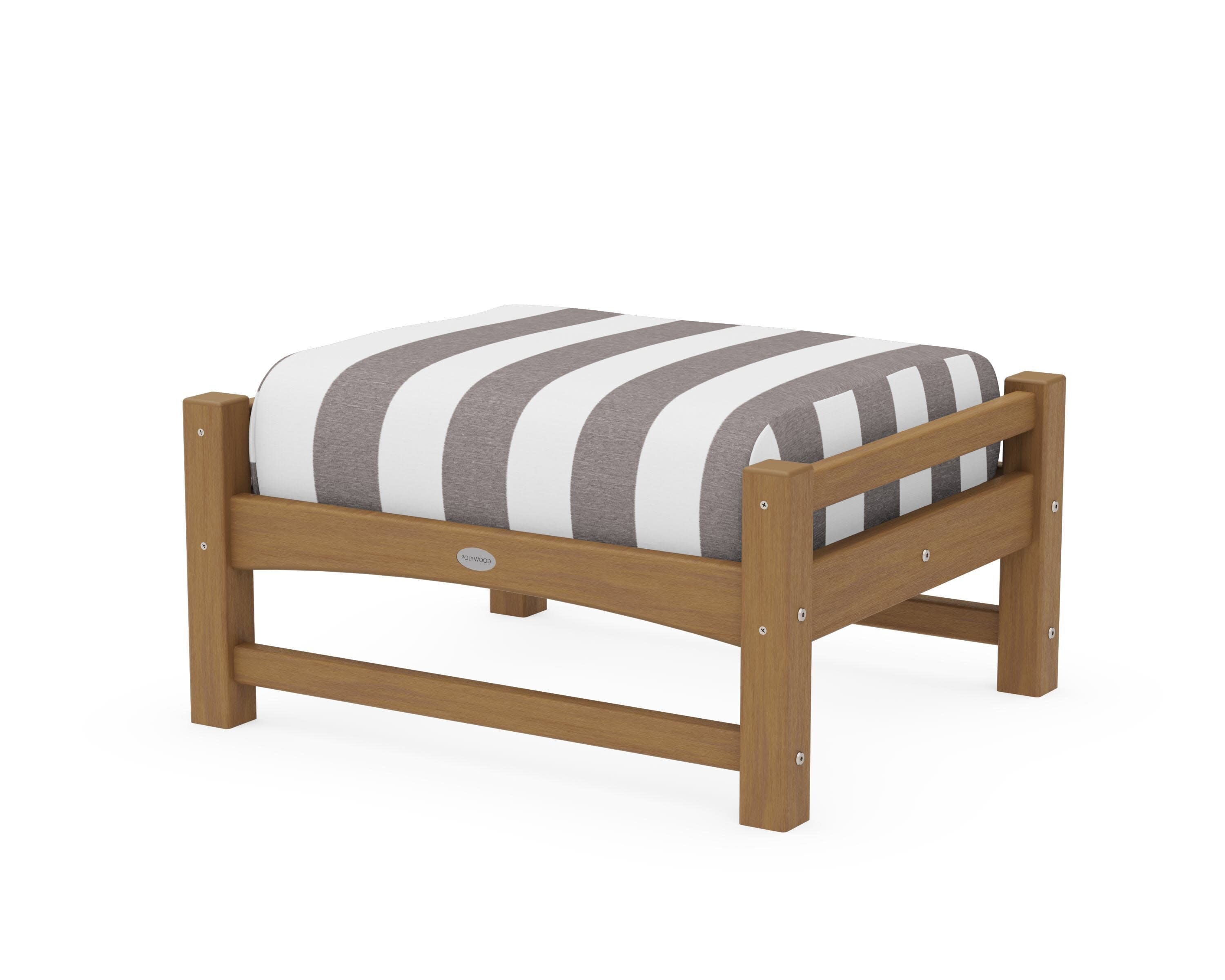 Club Ottoman in Natural / Cabana Stripe Grey Mist