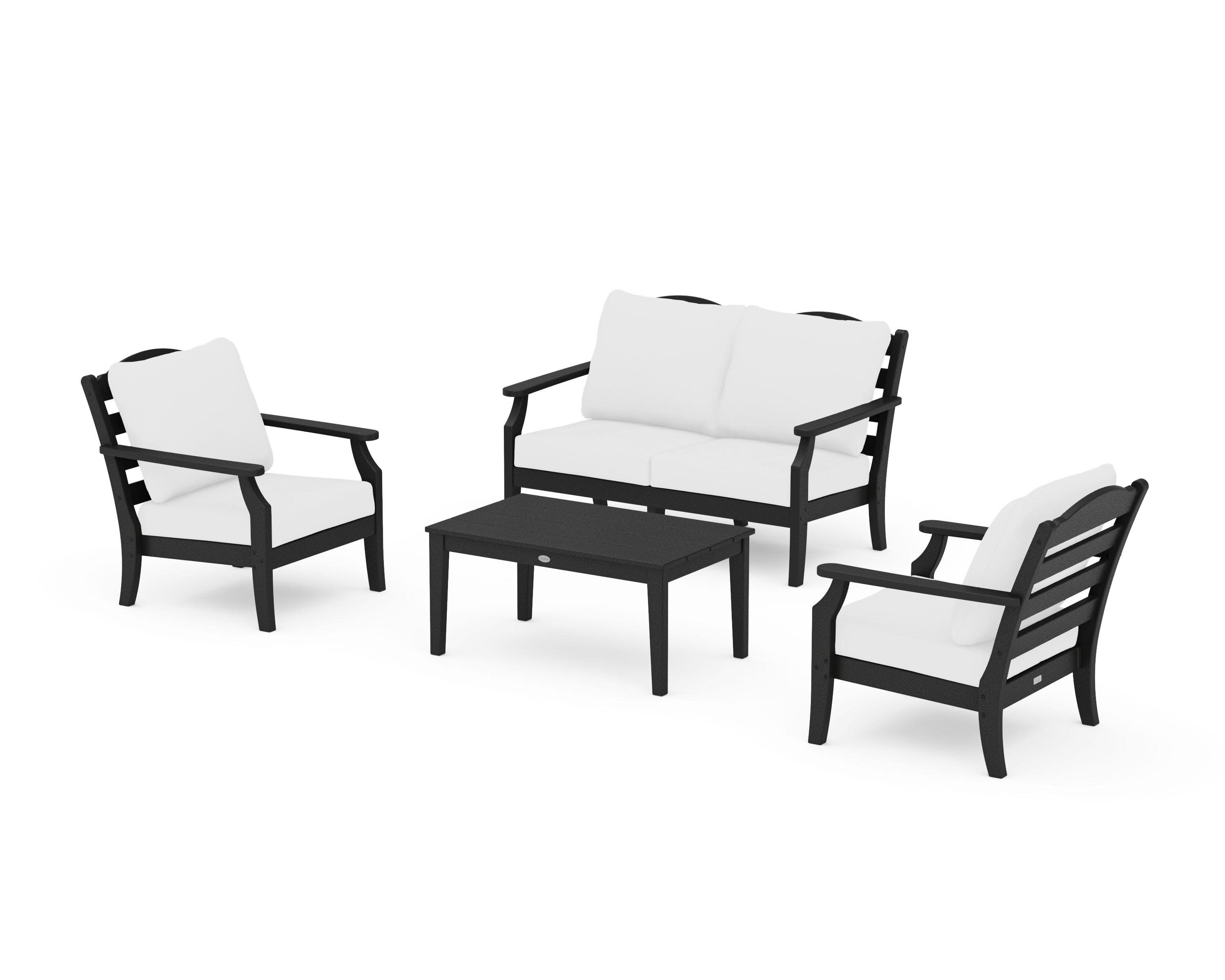 Savannah 4-Piece Deep Seating Set with Loveseat in Black / Natural