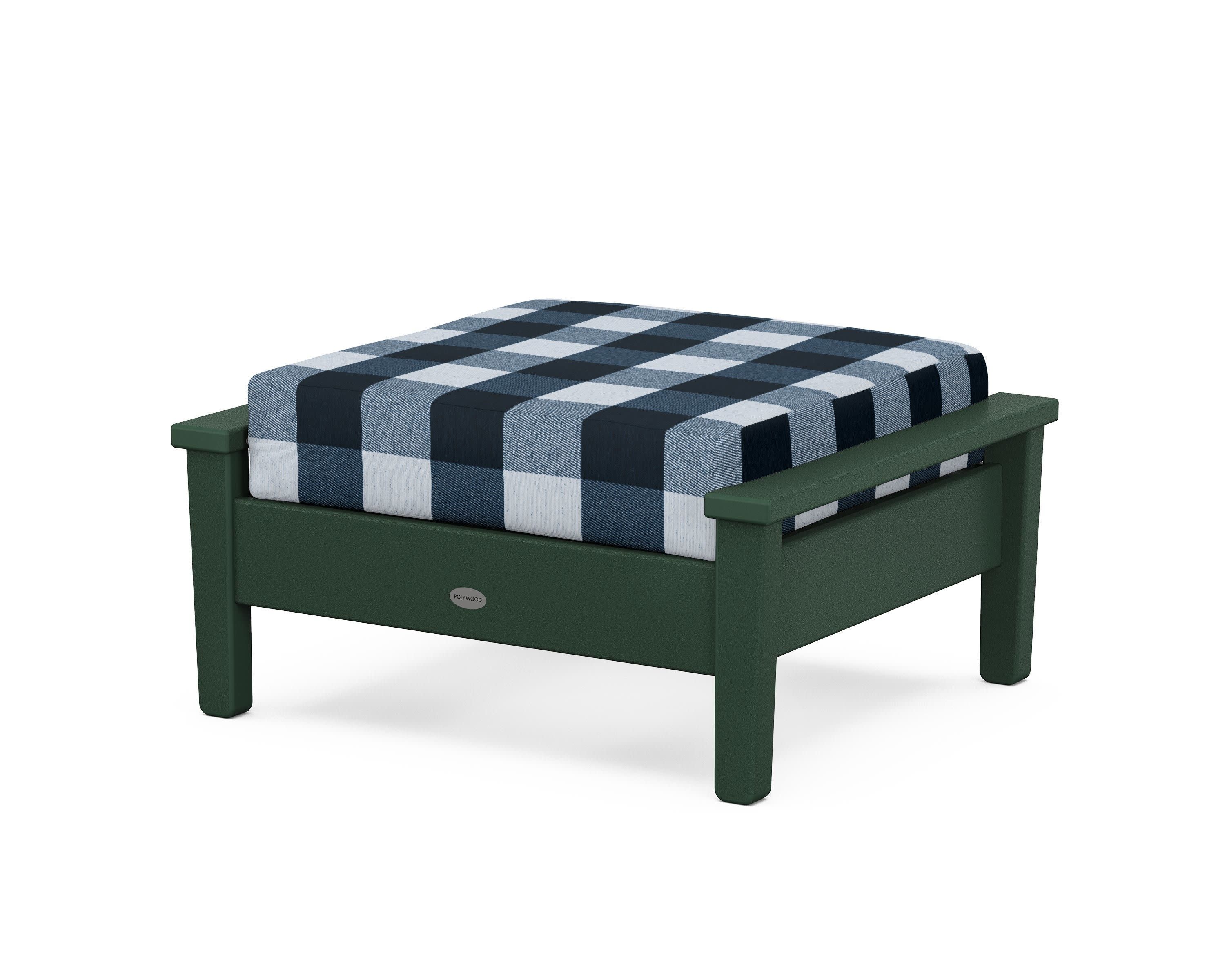 Prescott Deep Seating Ottoman in Green / Buffalo Plaid Marine Indigo