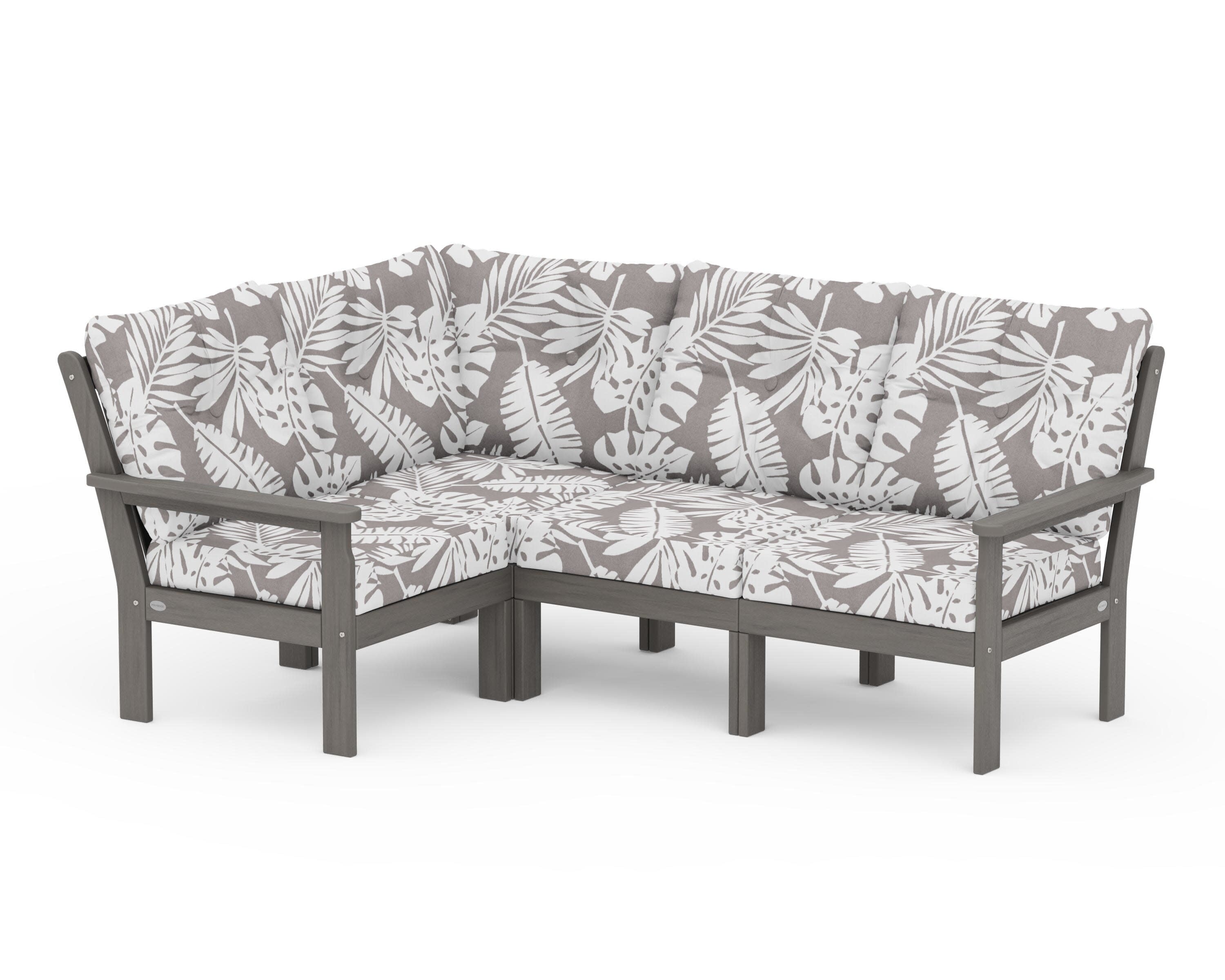 Vineyard 4-Piece Sectional in Driftwood / Leaf Grey Mist
