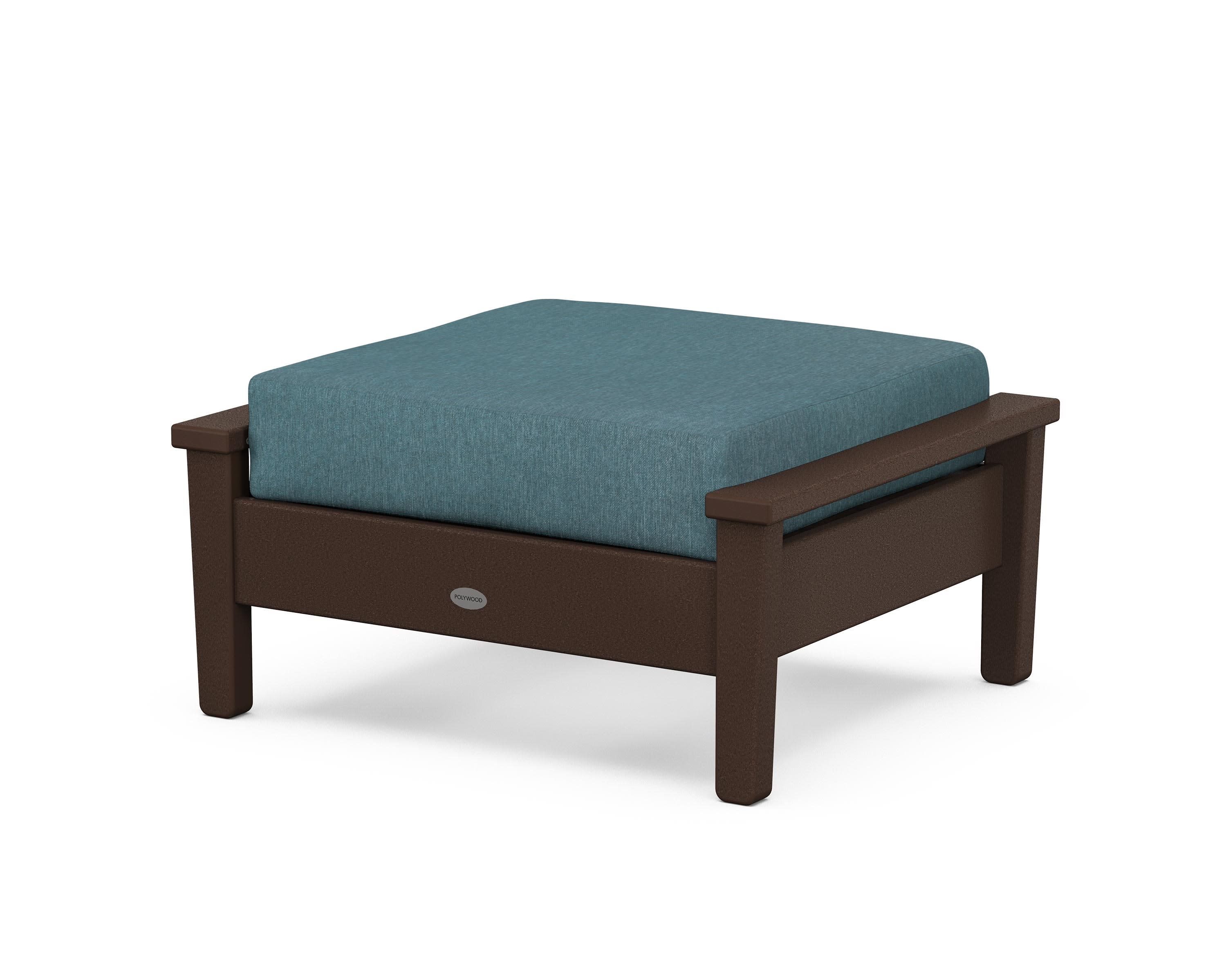 Prescott Deep Seating Ottoman in Mahogany / Ocean Teal