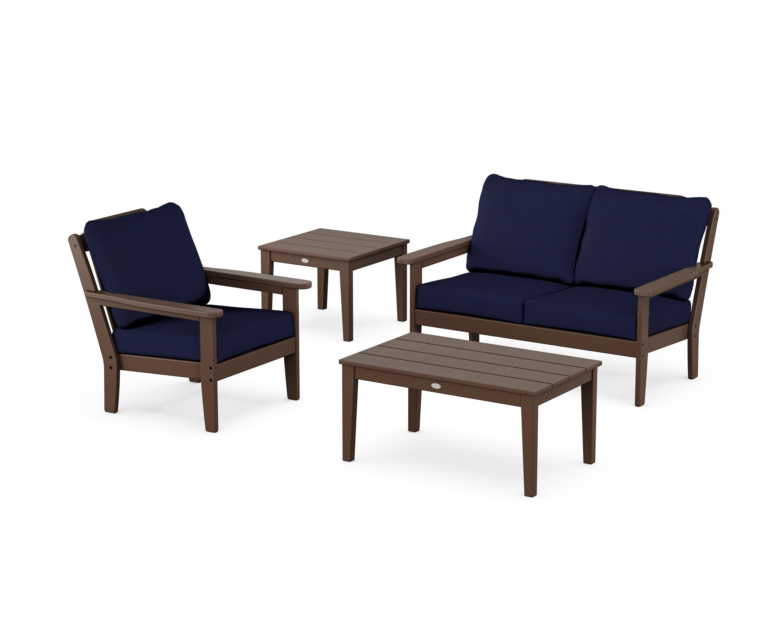 Wovendale 4-Piece Deep Seating Set in Mahogany / Navy
