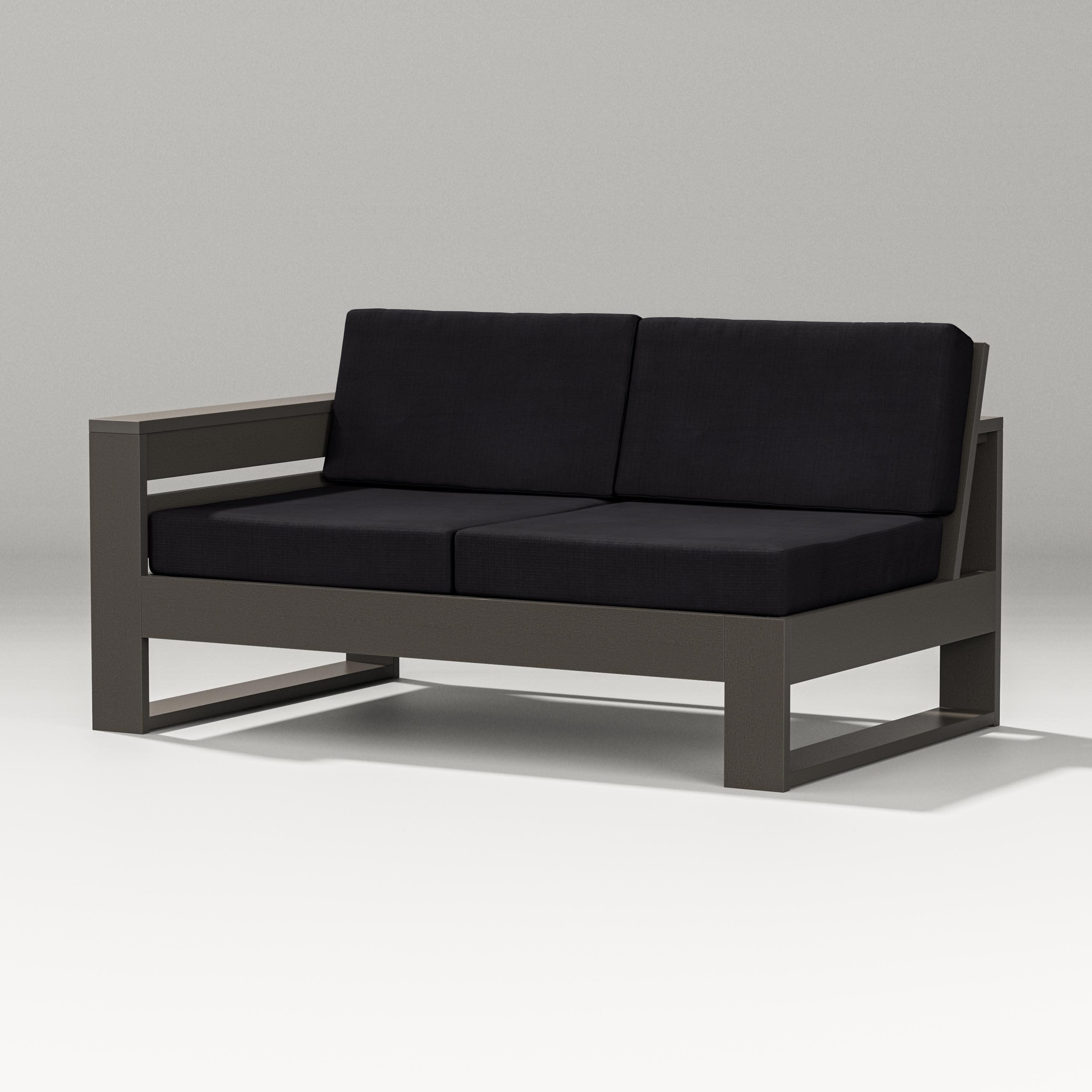 Latitude Modular Left Arm Loveseat in Vintage Coffee / Midnight Linen