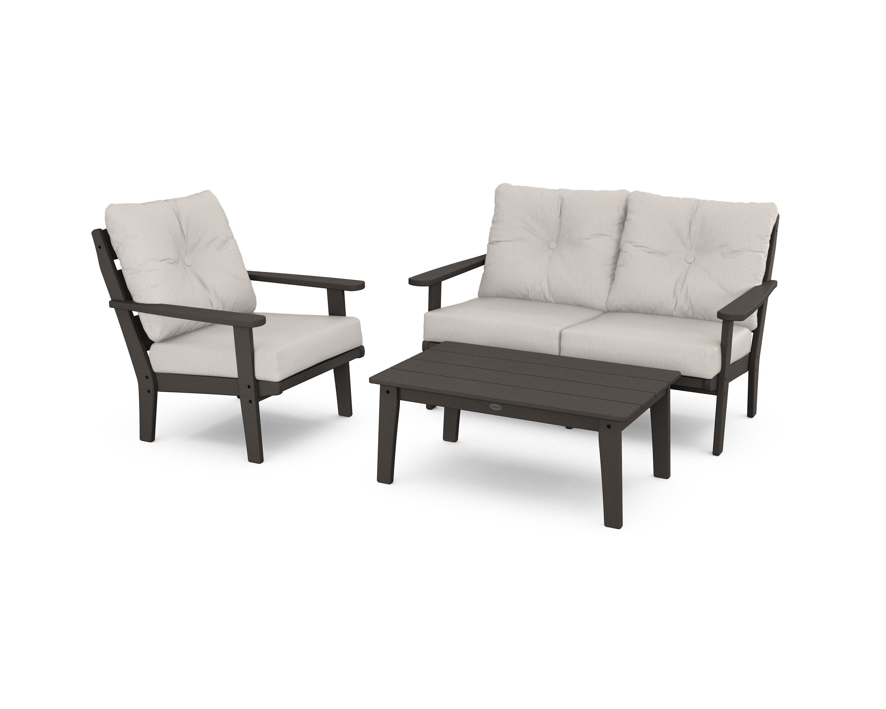 Lakeside 3-Piece Deep Seating Set in Vintage Coffee / Cast Ash