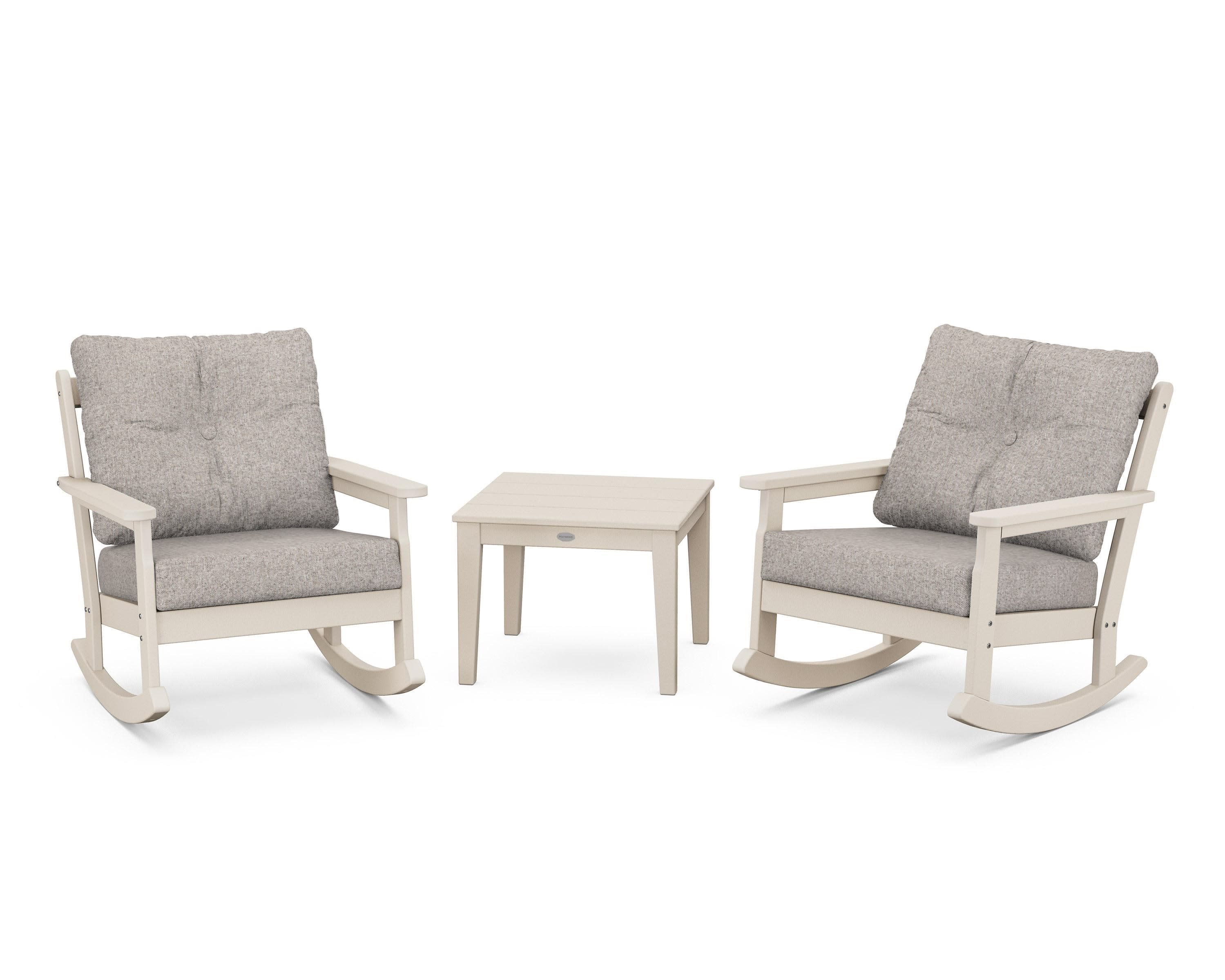 Vineyard 3-Piece Deep Seating Rocker Set in Sand / Weathered Tweed