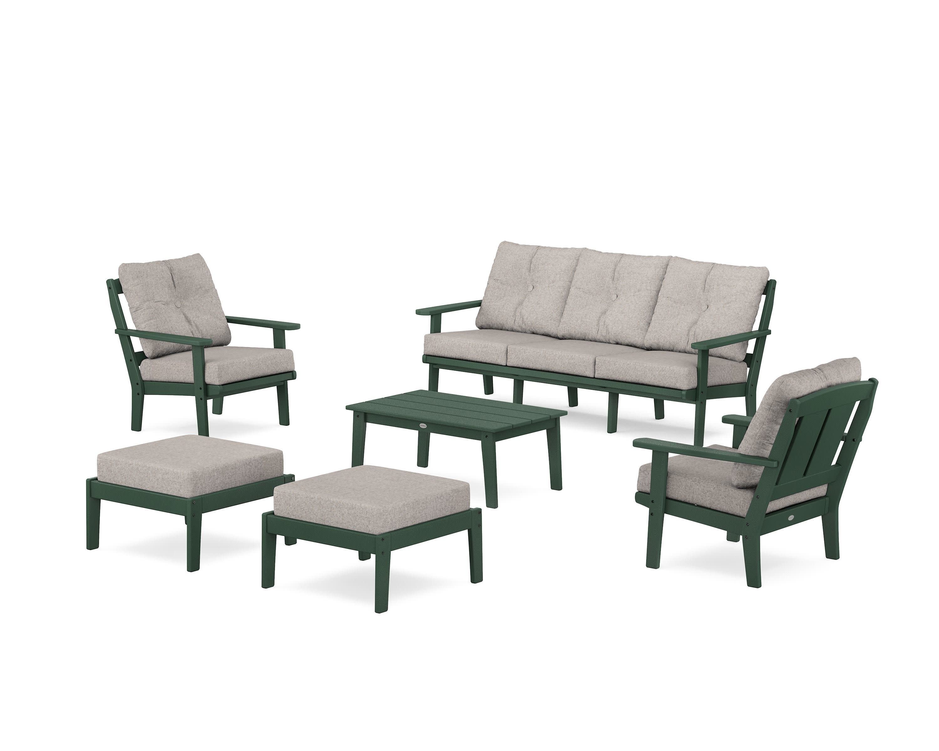 Mission 6-Piece Lounge Sofa Set in Green / Weathered Tweed