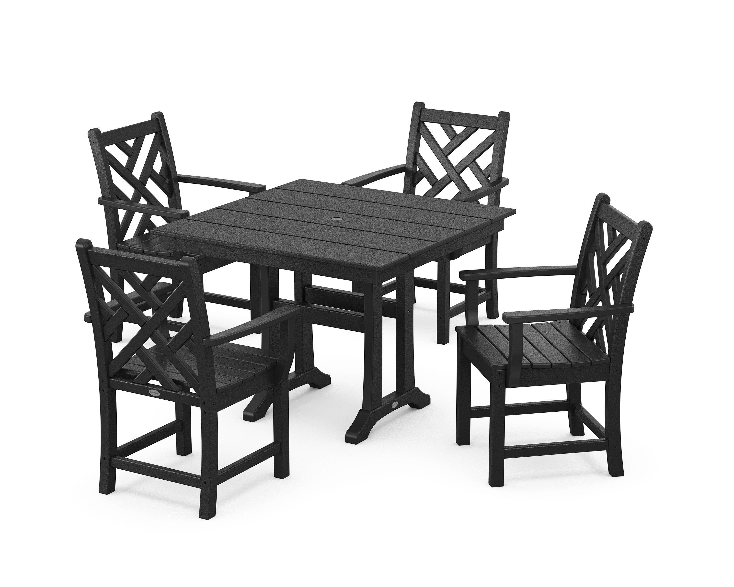 Chippendale 5-Piece Farmhouse Trestle Arm Chair Dining Set in Black