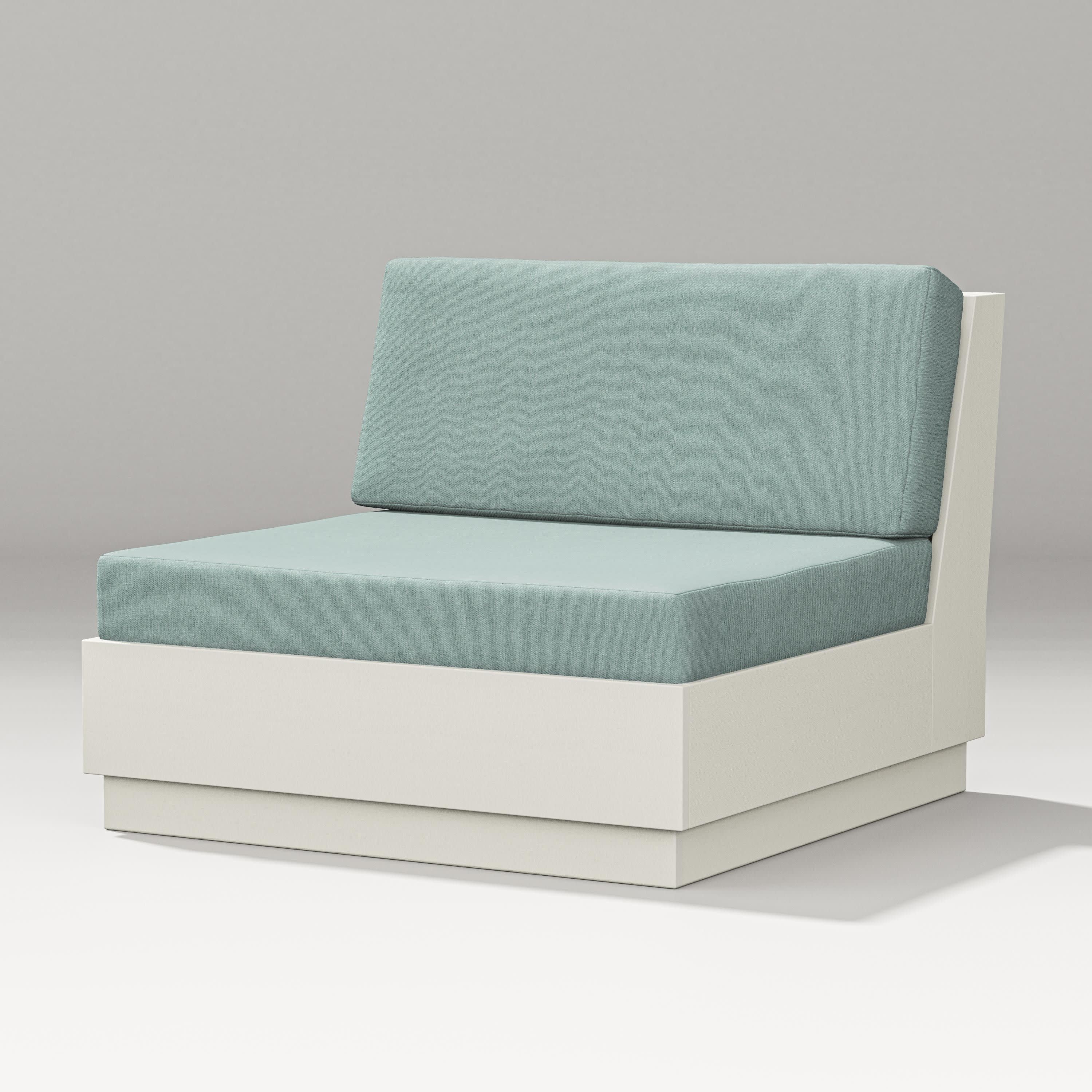 Elevate Modular Armless Chair in Vintage White / Glacier Spa