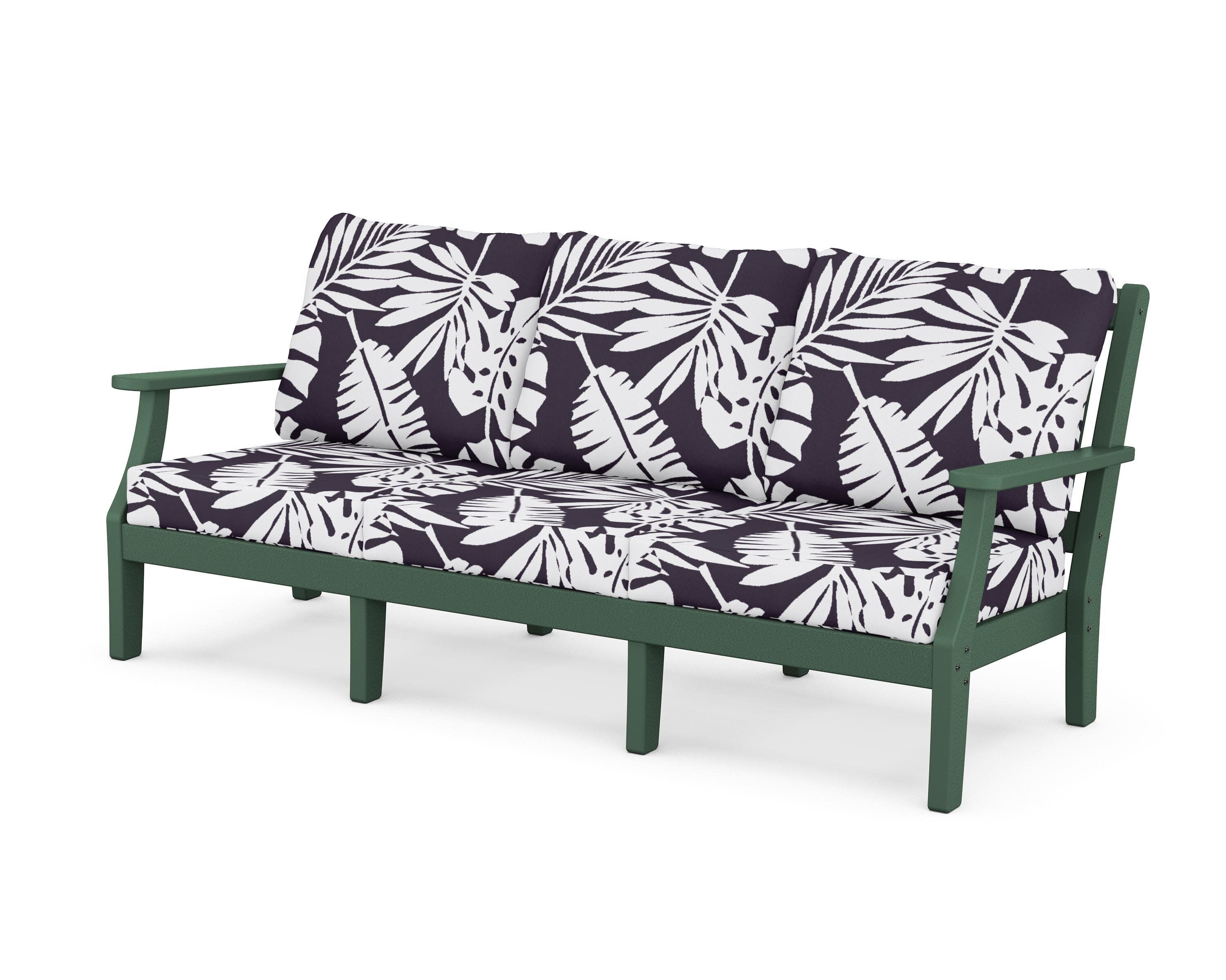 Chinoiserie Deep Seating Sofa in Green / Leaf Navy
