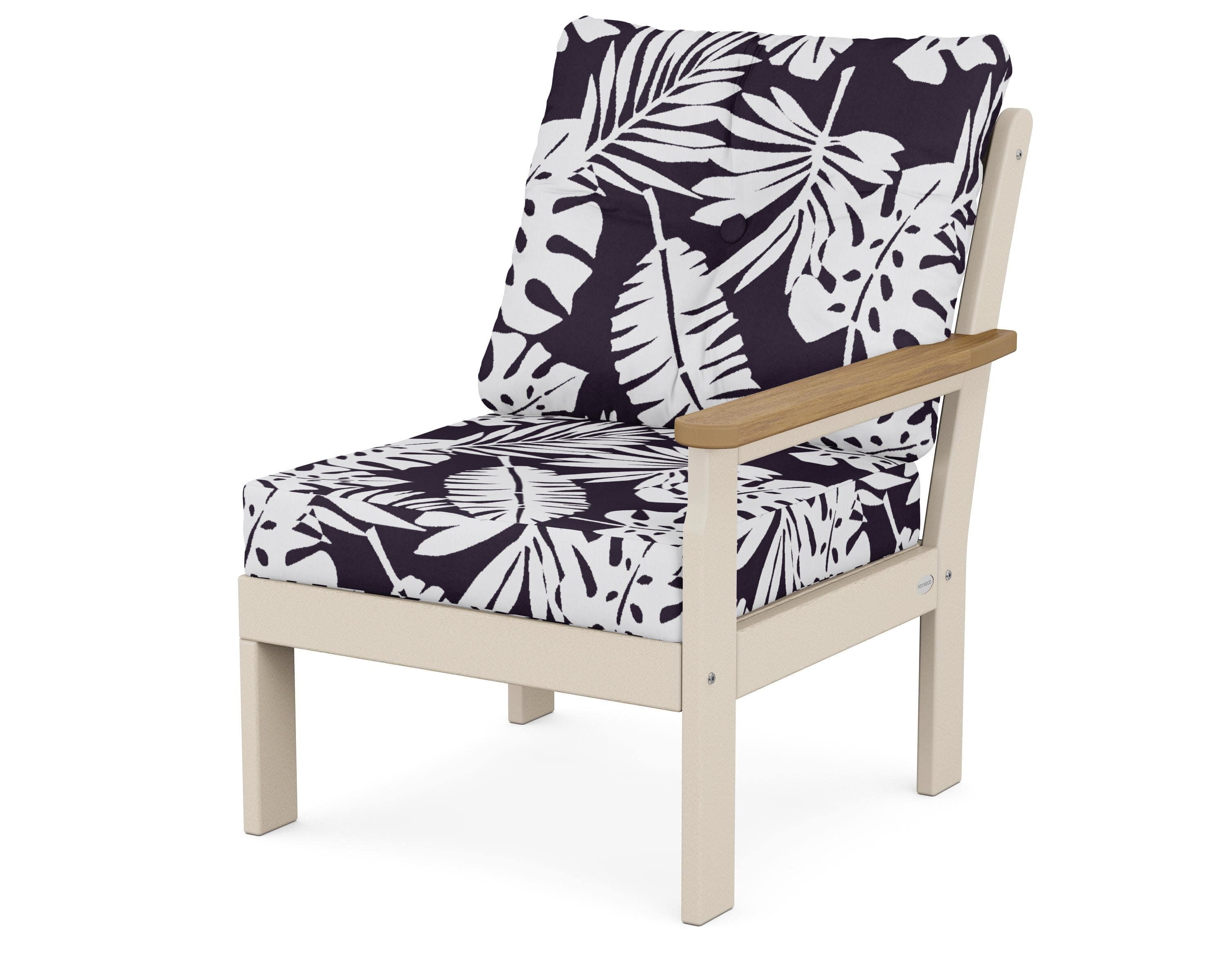 Vineyard Modular Right Arm Chair in Sand / Natural / Leaf Navy