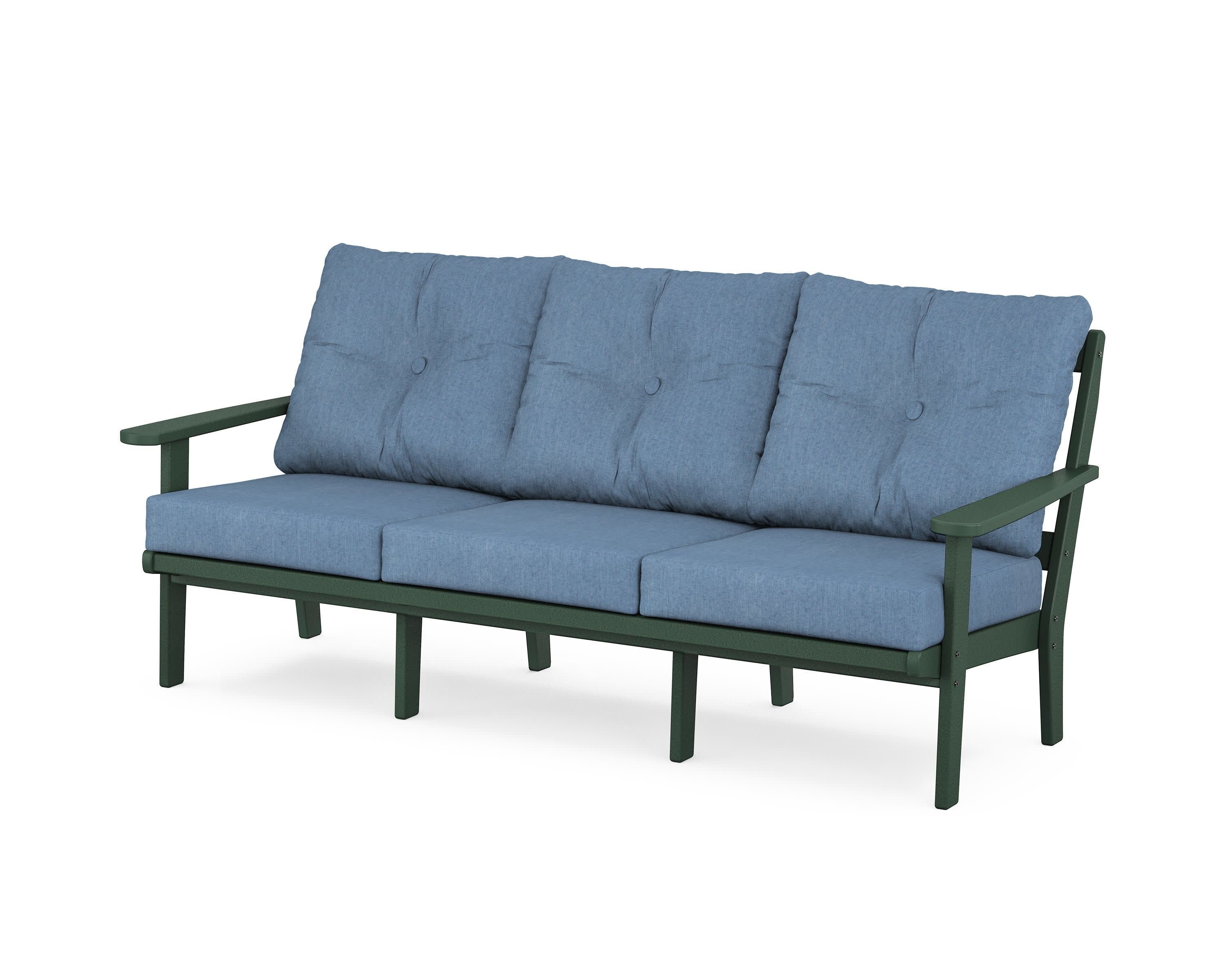 Mission Deep Seating Sofa in Green / Sky Blue