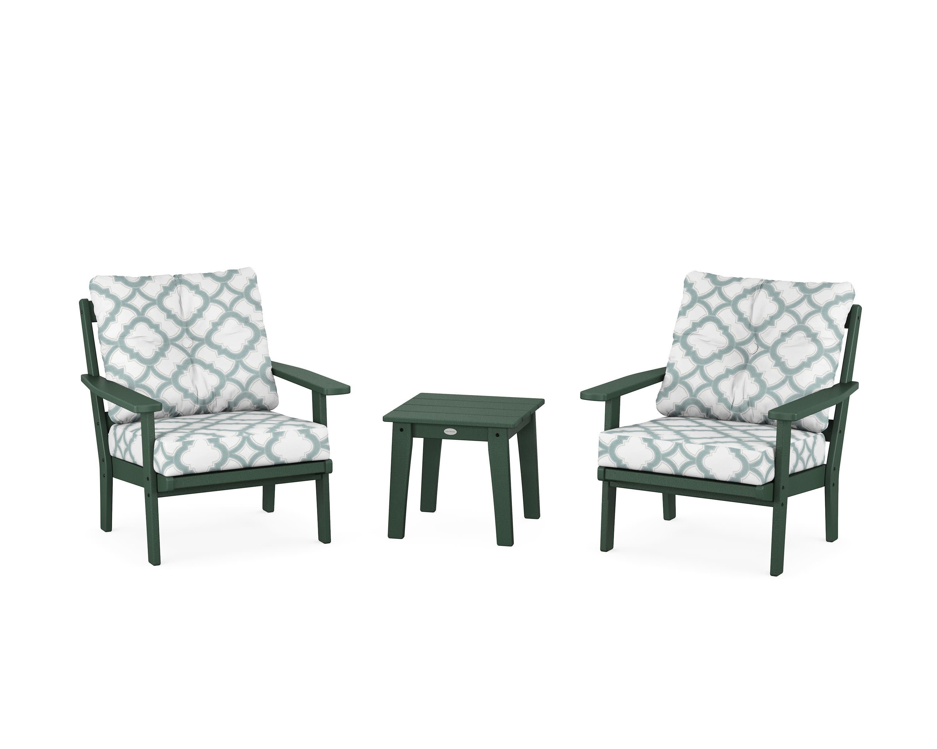 Prairie 3-Piece Deep Seating Set in Green / Trellis Glacier Spa
