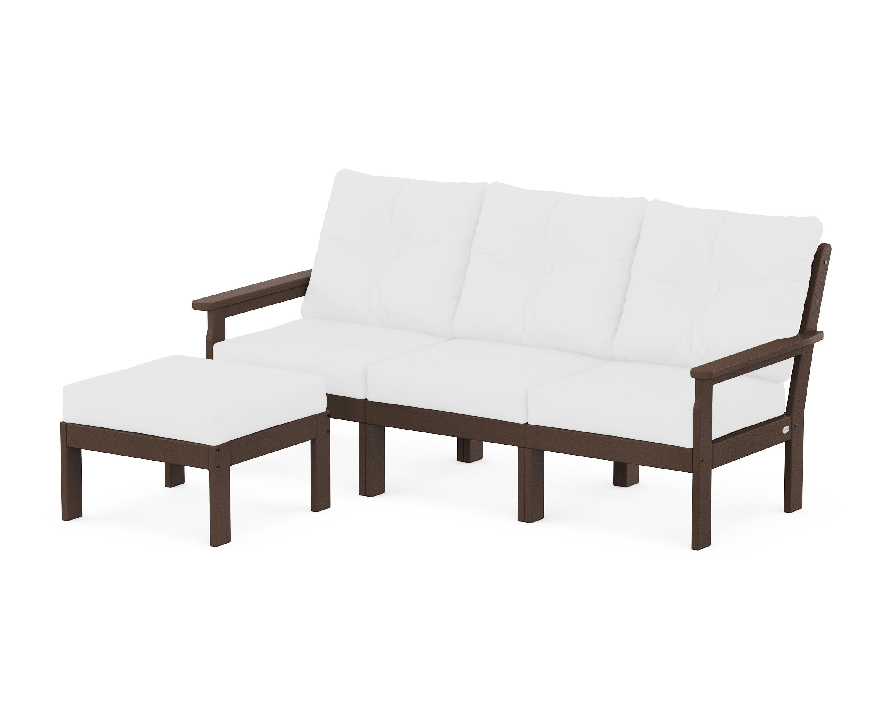 Vineyard 4-Piece Sectional with Ottoman in Mahogany / Natural