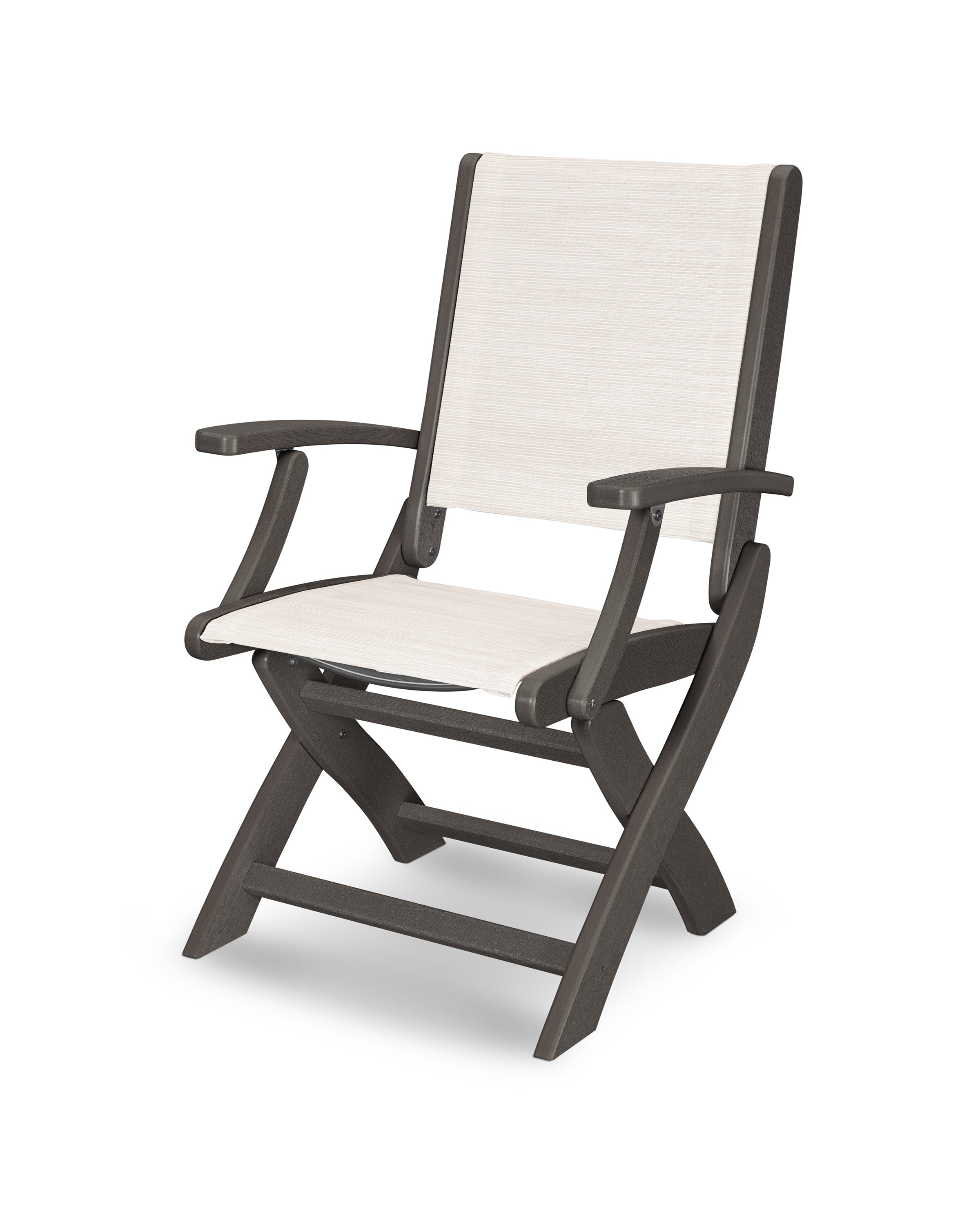 Coastal Folding Chair in Vintage Coffee / Parchment Sling