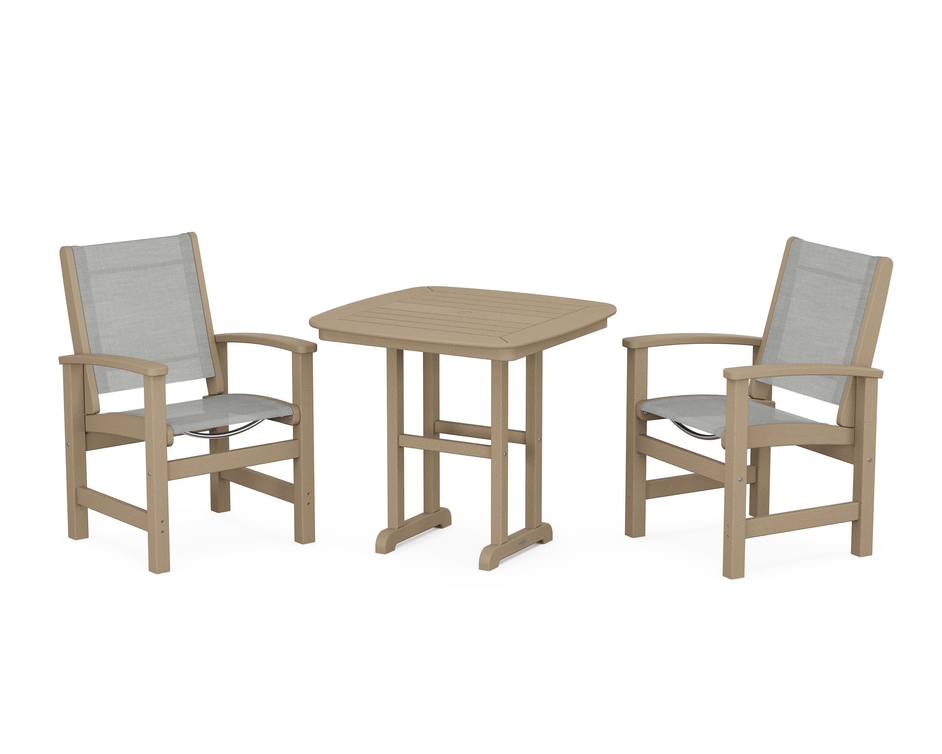 Coastal 3-Piece Dining Set in Vintage Sahara / Metallic Sling