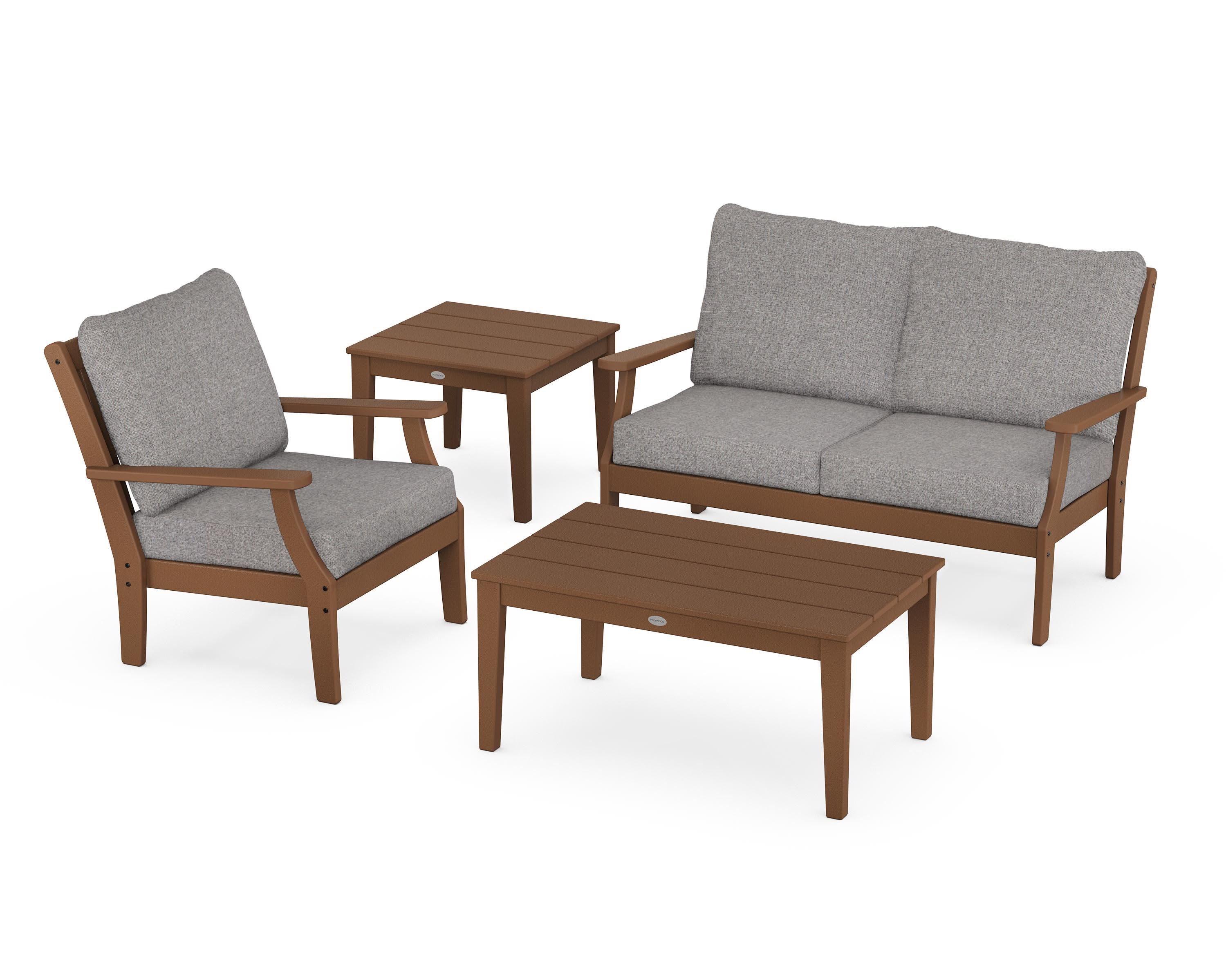 Braxton 4-Piece Deep Seating Set in Teak / Grey Mist