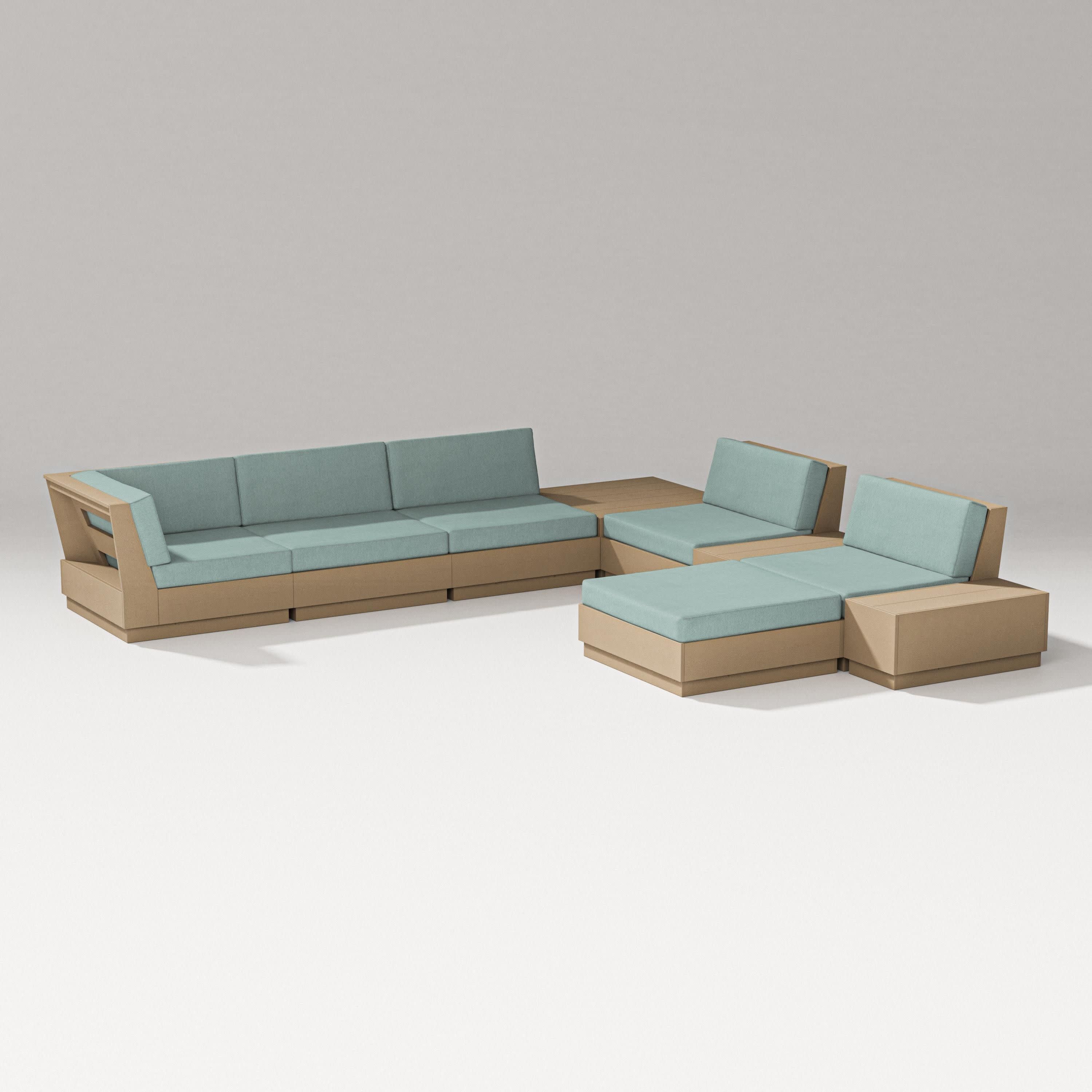 Elevate 9-Piece Conversation Sectional in Vintage Sahara / Glacier Spa