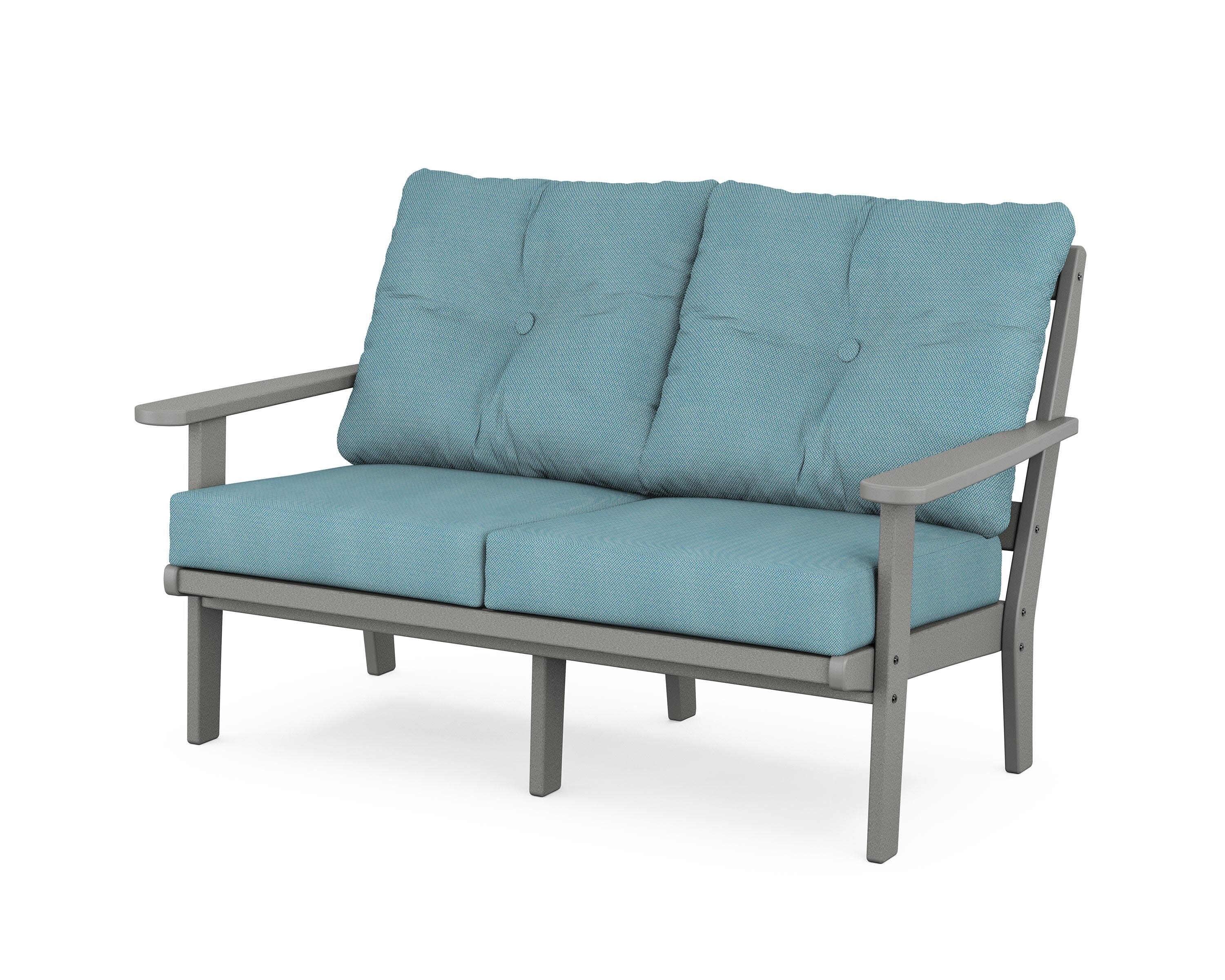 Mission Deep SeatingLoveseat in Slate Grey / Lattice Sky Blue