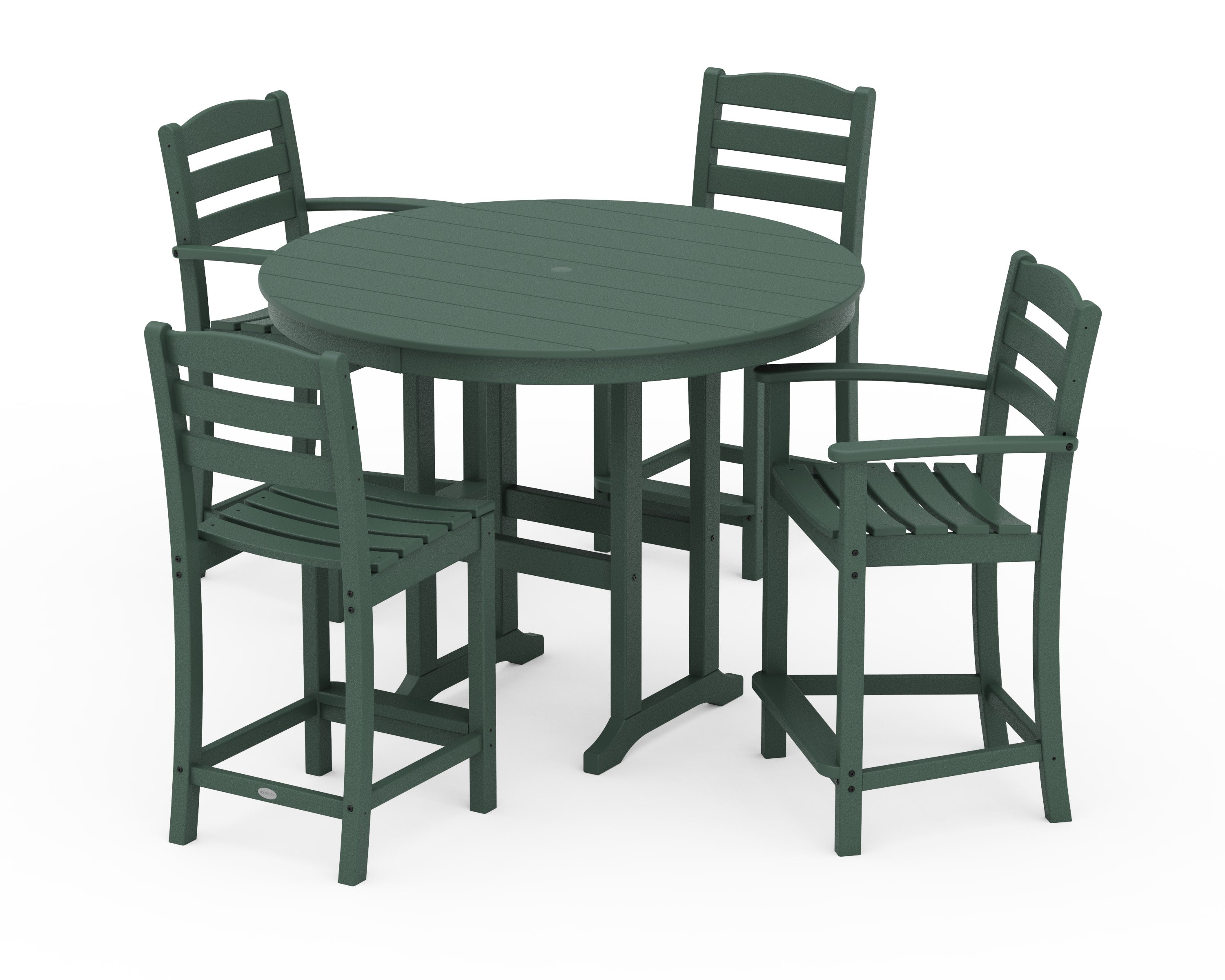 La Casa Caf 5-Piece Round Farmhouse Counter Dining Set in Green