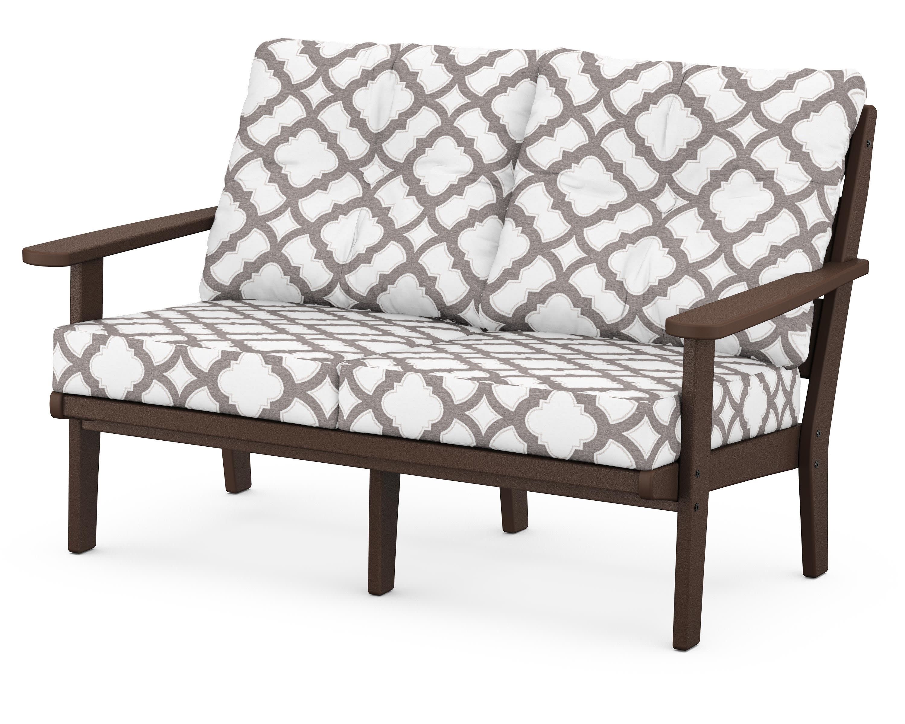 Lakeside Deep Seating Loveseat in Mahogany / Trellis Grey Mist