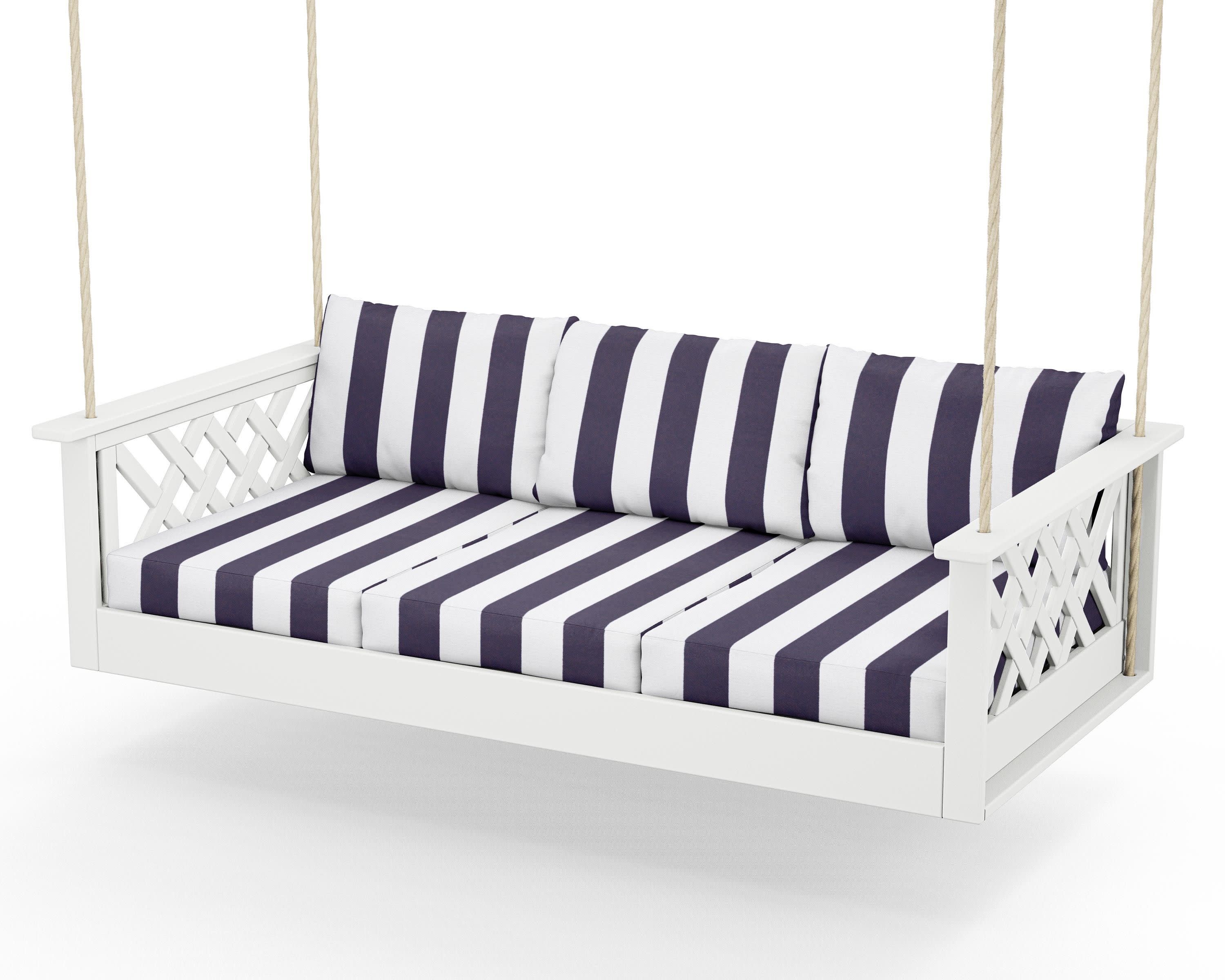Wovendale Daybed Swing in White / Cabana Stripe Navy