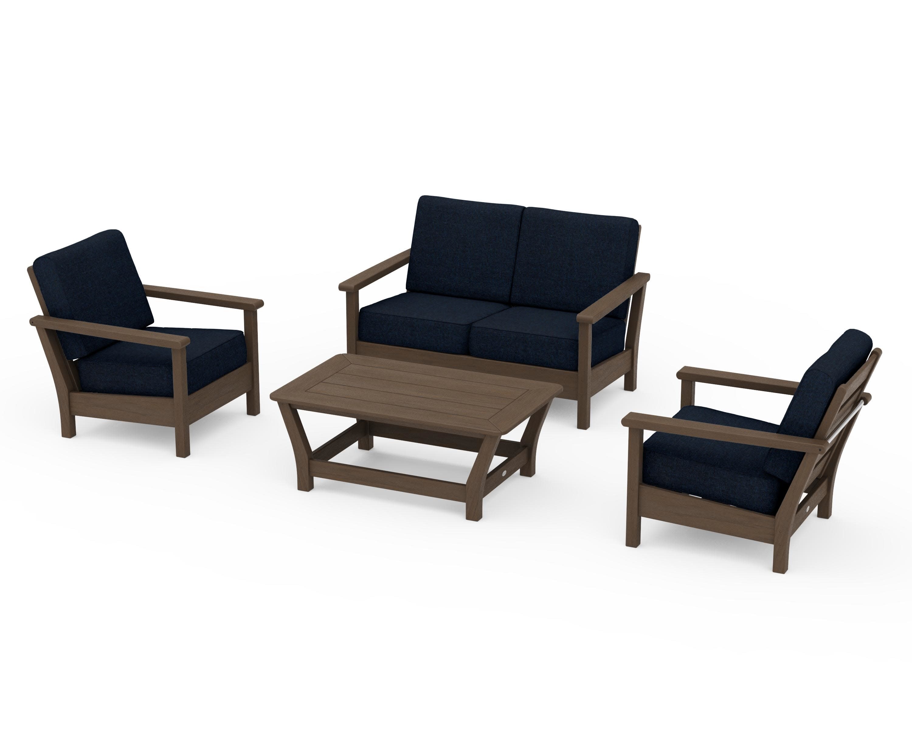 Harbour 4-Piece Deep Seating Set in Kona / Marine Indigo