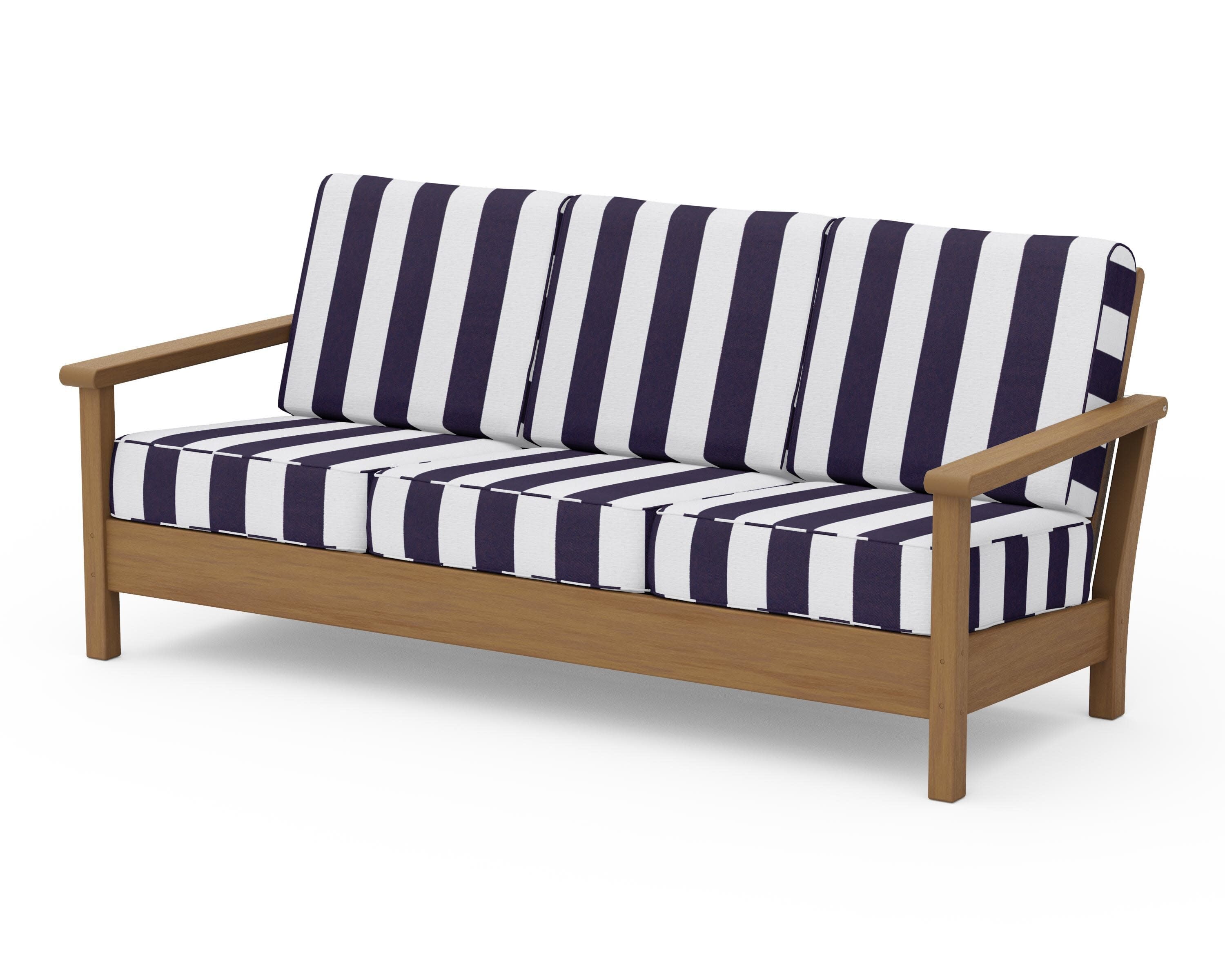 Harbour Deep Seating Sofa in Natural / Cabana Stripe Navy