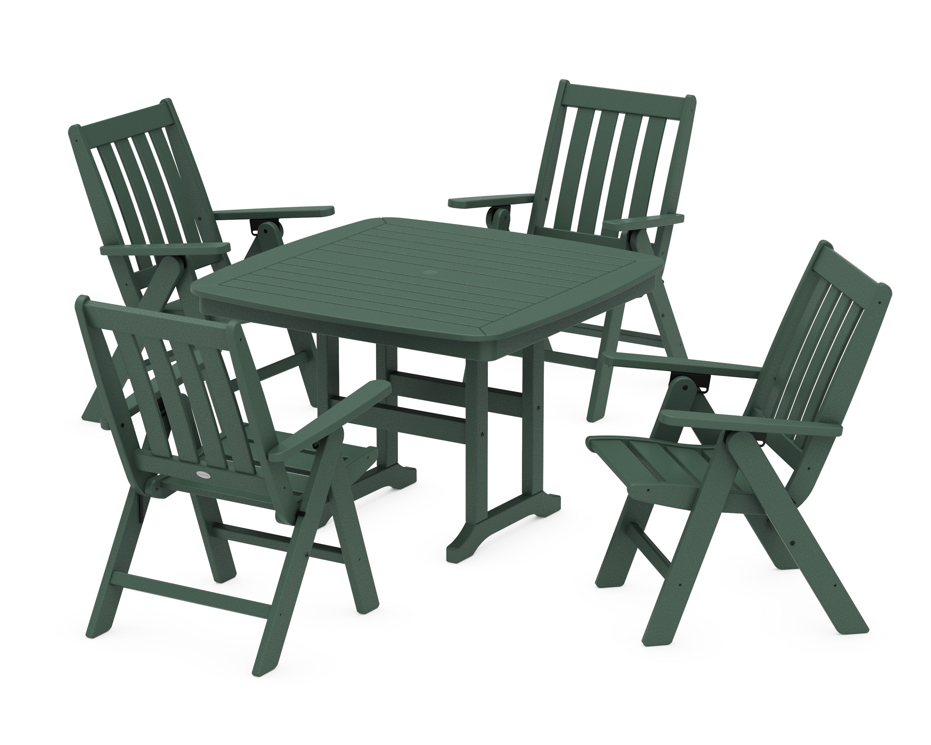 Vineyard Folding Chair 5-Piece Dining Set in Green