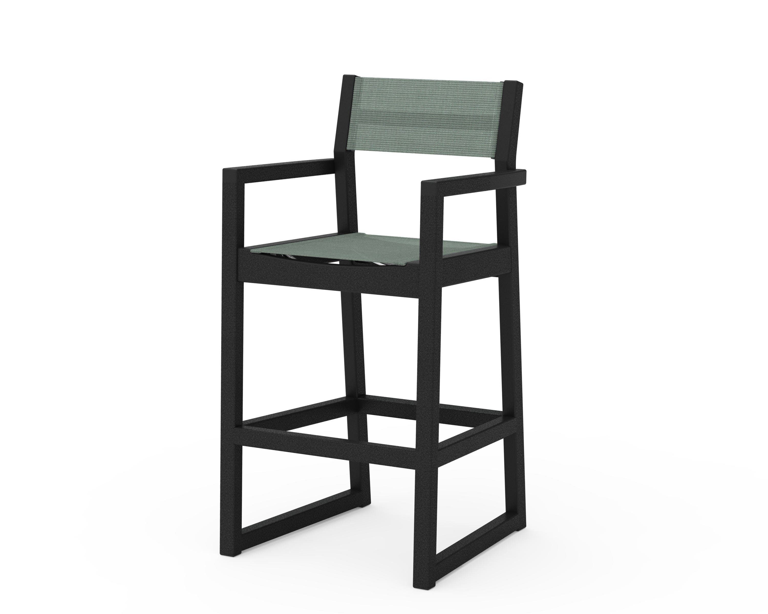 EDGE Sling Bar Arm Chair in Black / Dupioni Sea Mist Sling