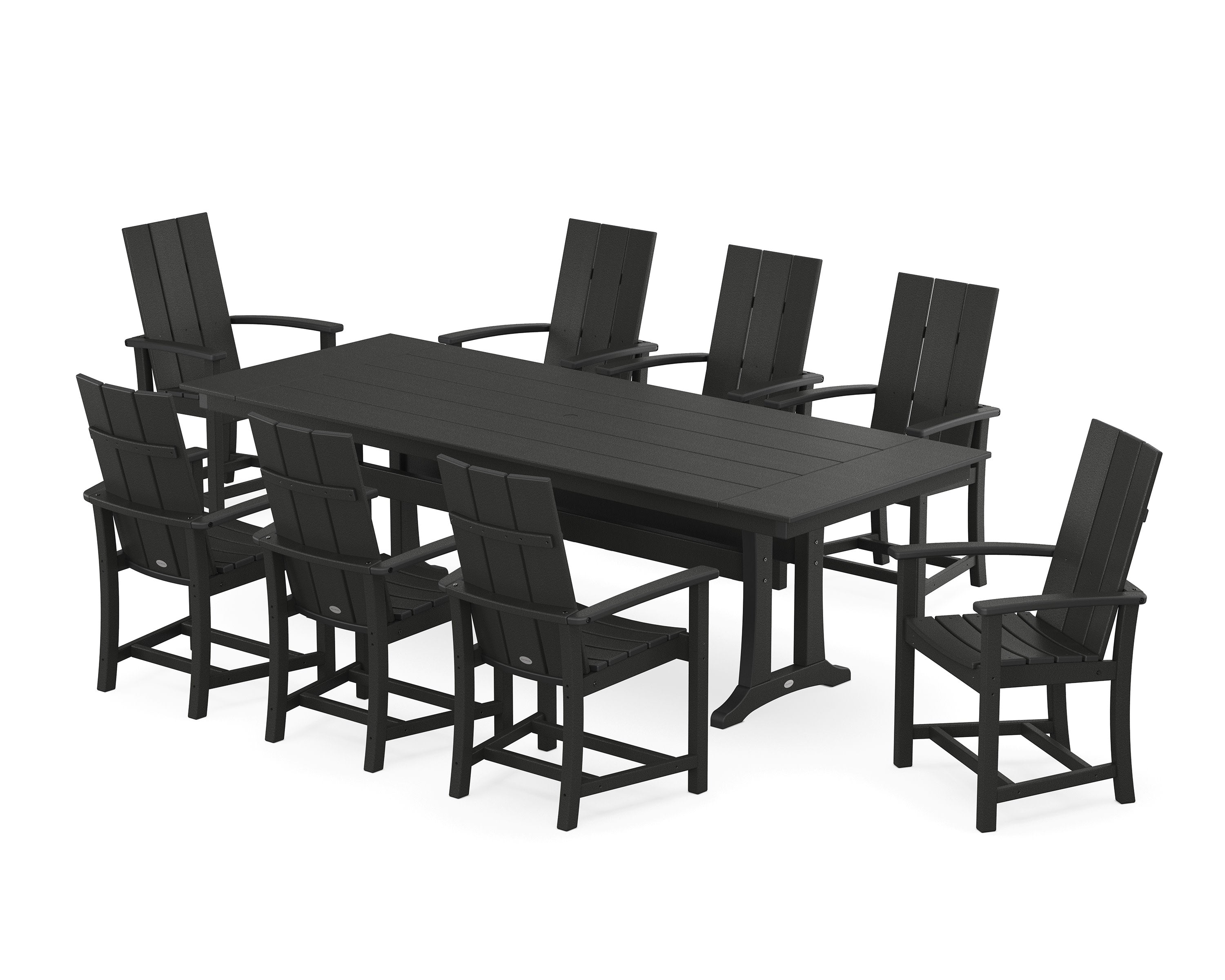 Modern Adirondack 9-Piece Farmhouse Dining Set with Trestle Legs in Black