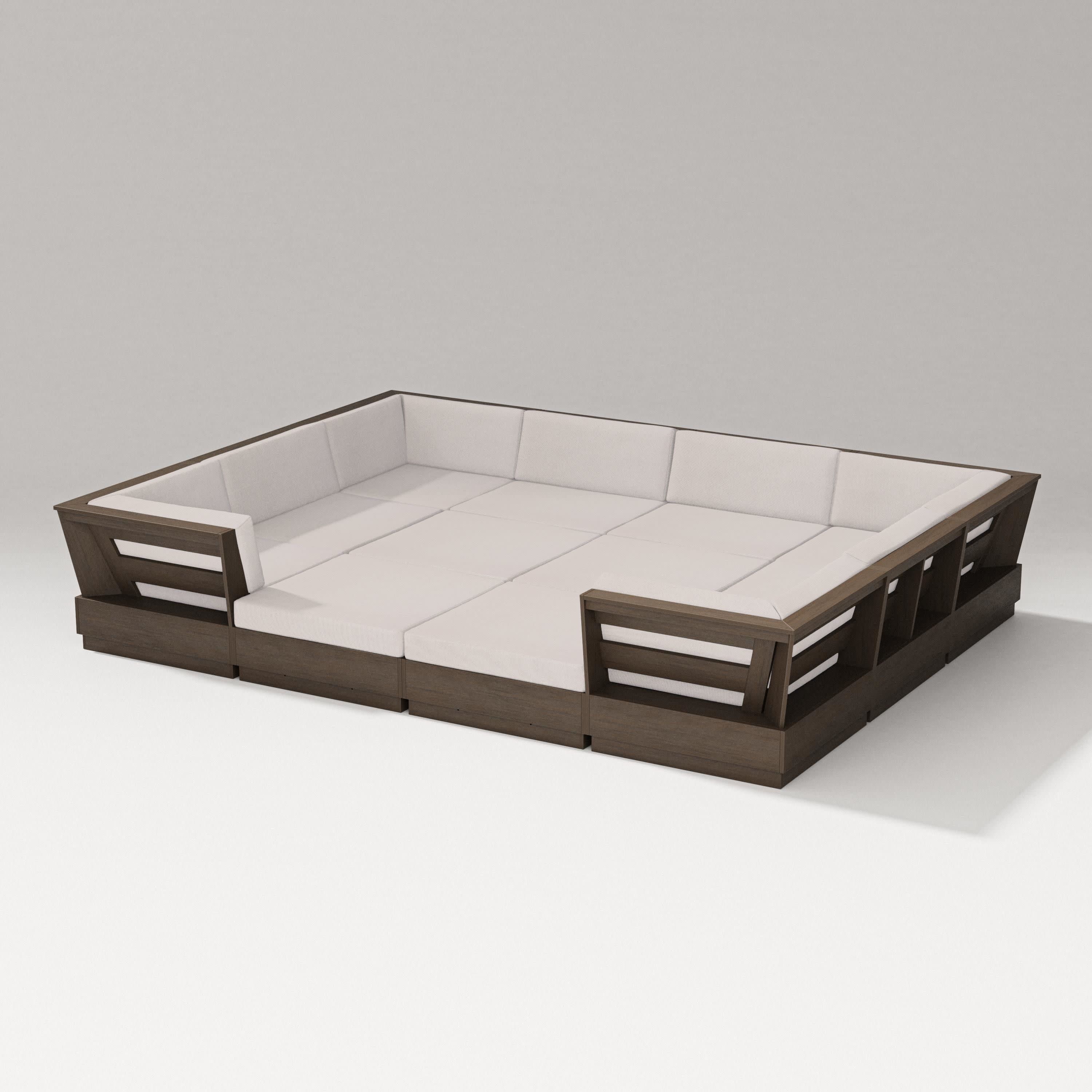 Elevate 12-Piece Pit Sectional in Kona / Dune Burlap