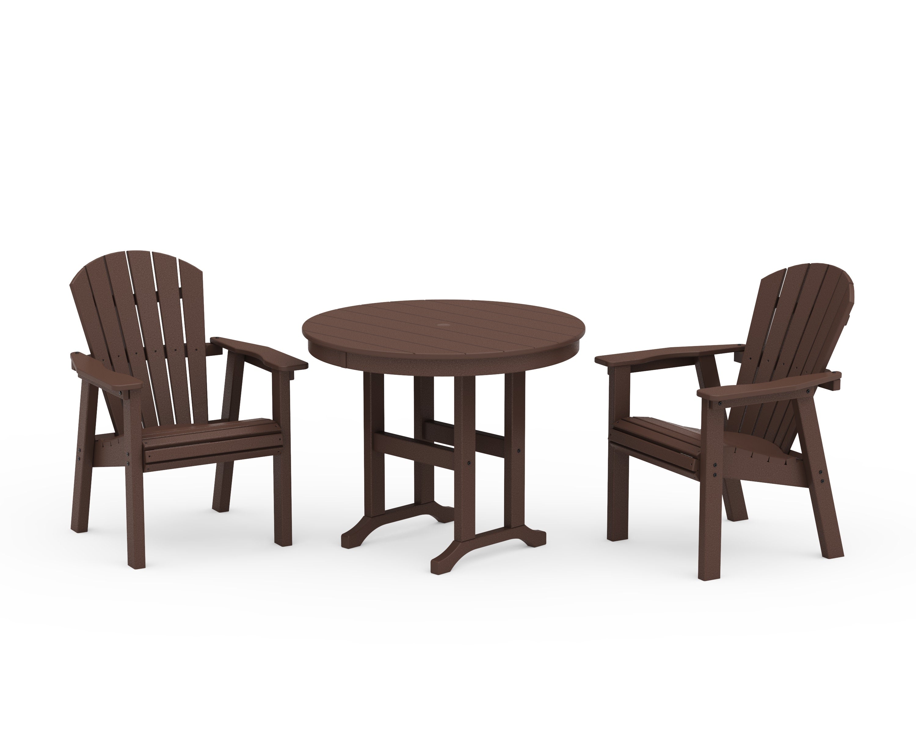 Seashell 3-Piece Round Farmhouse Dining Set in Mahogany